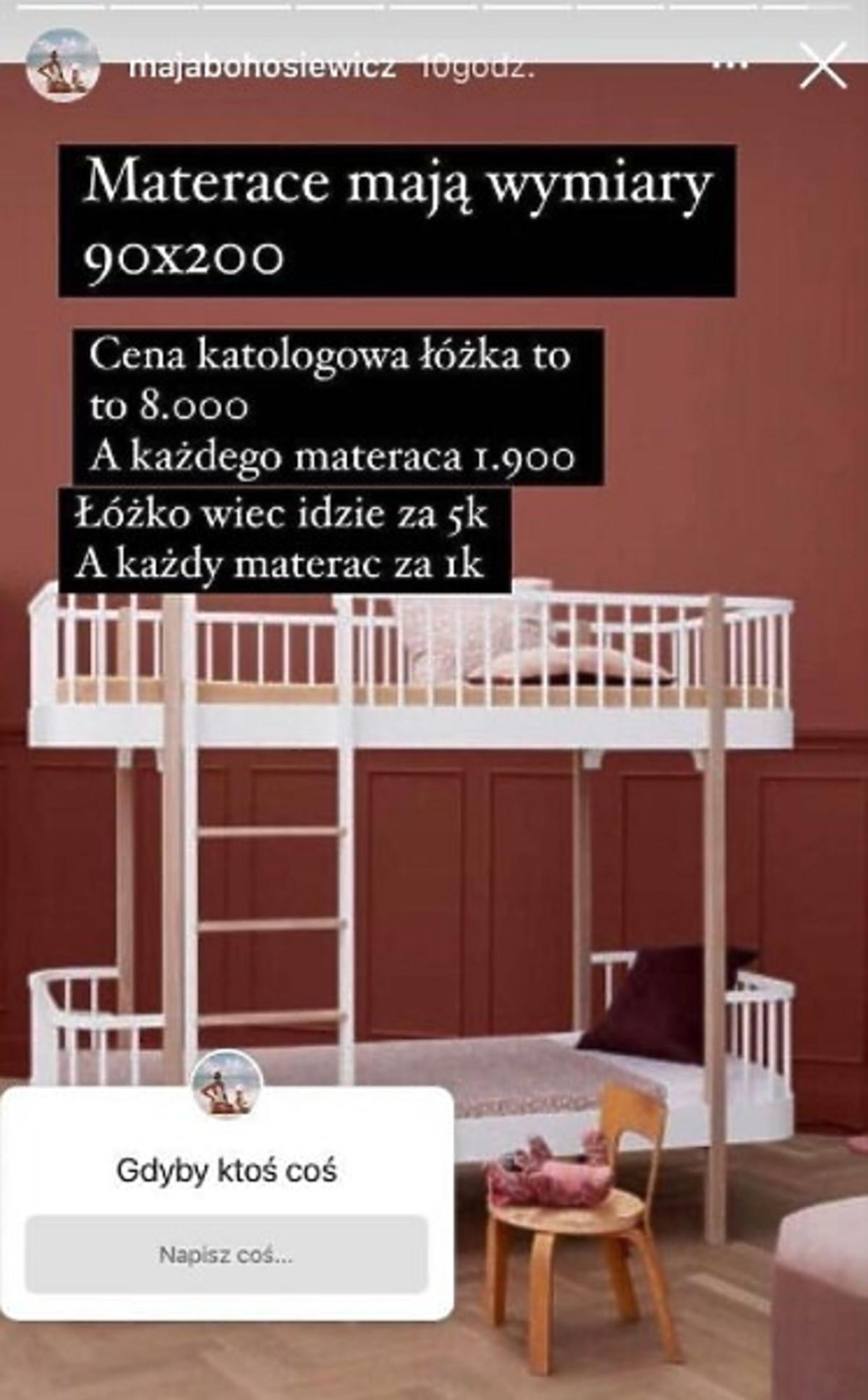 łóżeczko dla dziecka Mai Bohosiewicz
