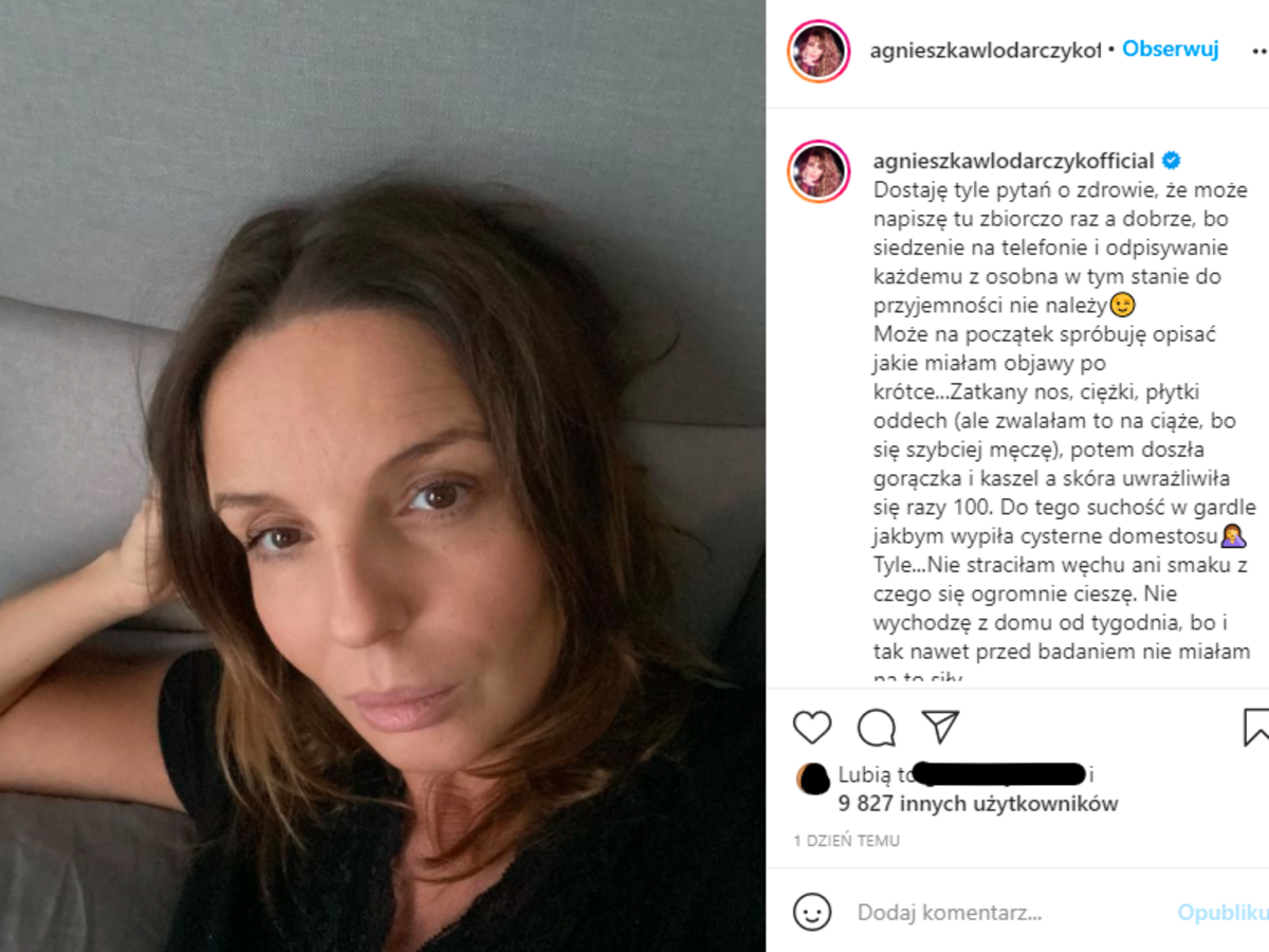 Agnieszka Włodarczyk ma koronawirusa