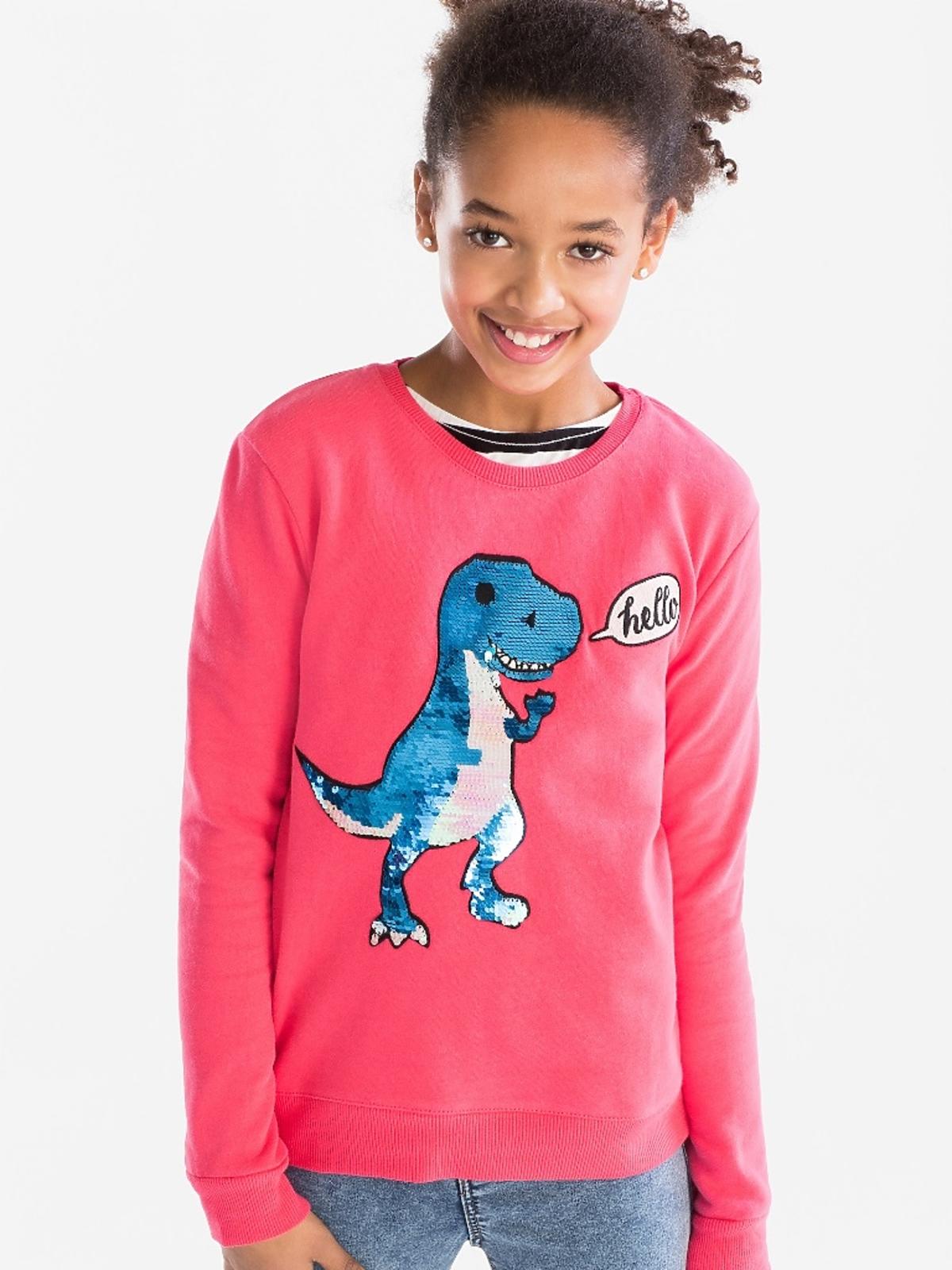bluza z dinozaurem cekinowym dla dziewczynki HIT