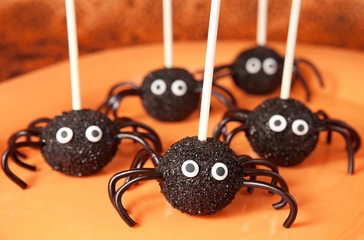 cakepops, pająki, lizaki, halloween