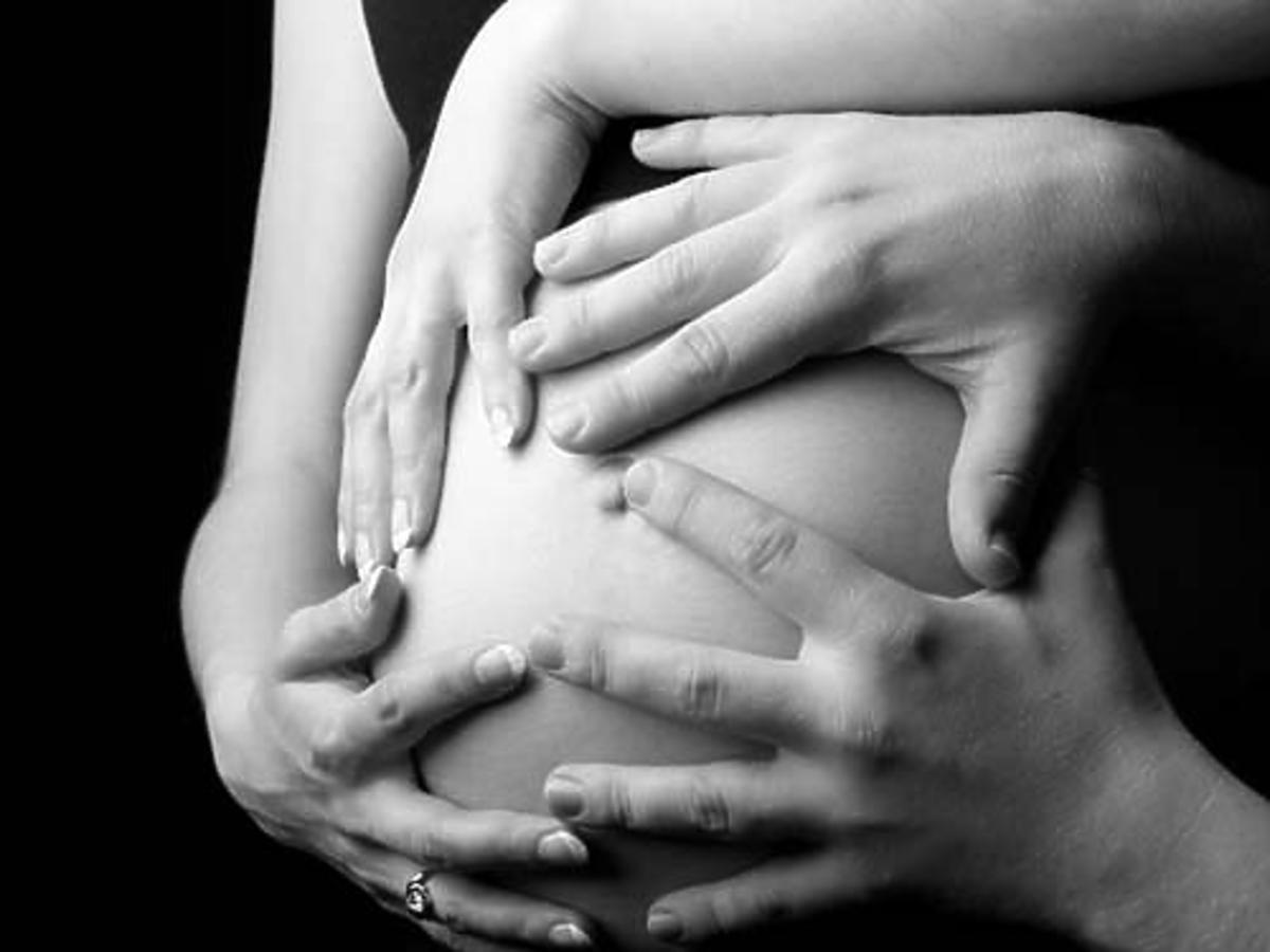 ciąża, brzuch, dłonie, rodzice, poród