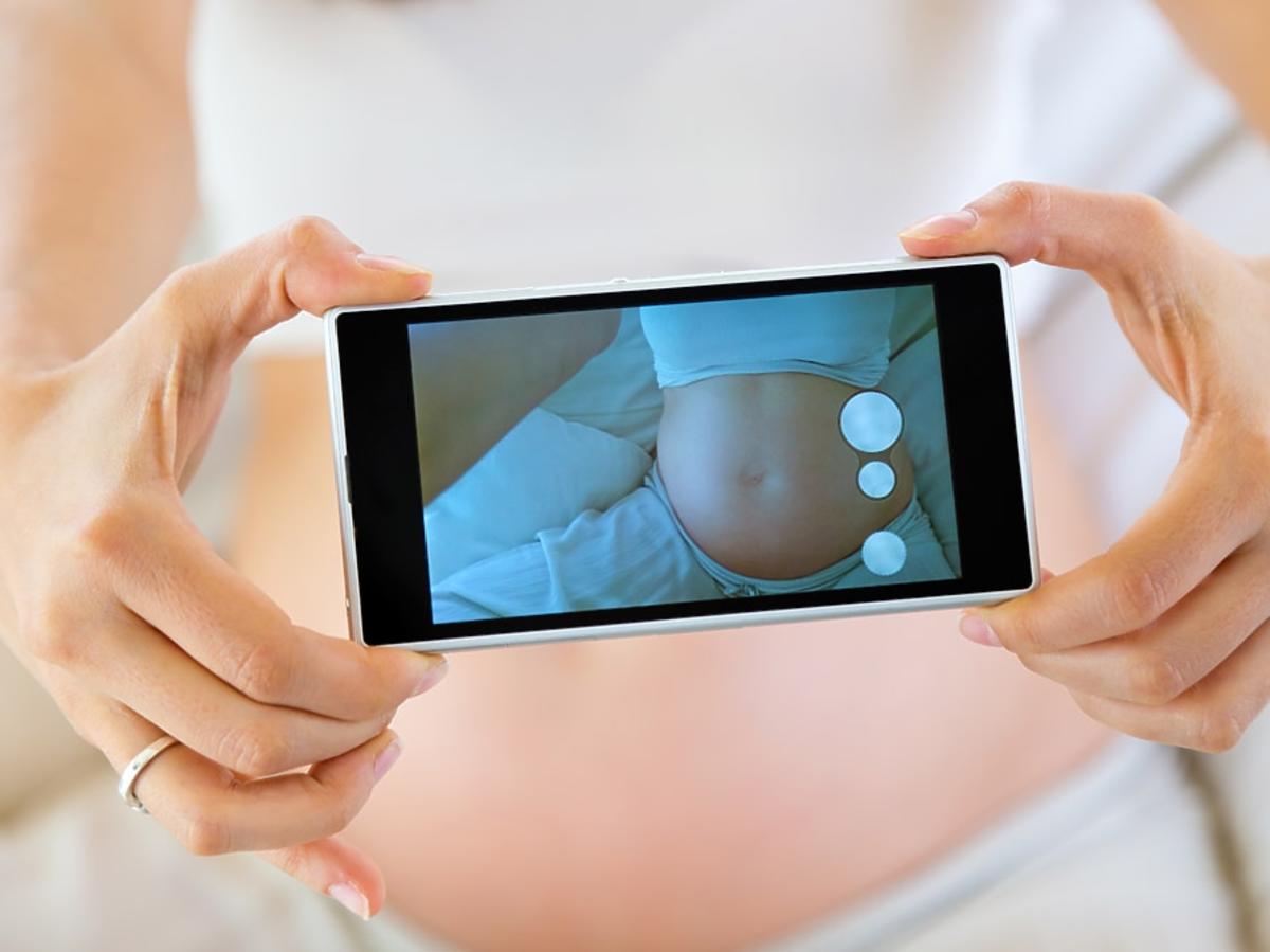ciąża, telefon, smartfon
