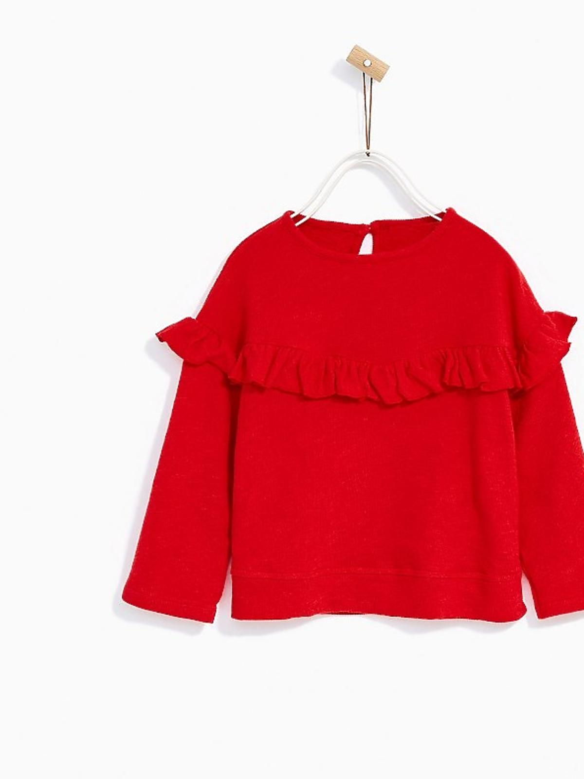 czerwona bluza dla małej dziewczynki z falbanką 29.90zł zara 45.90zł.jpg