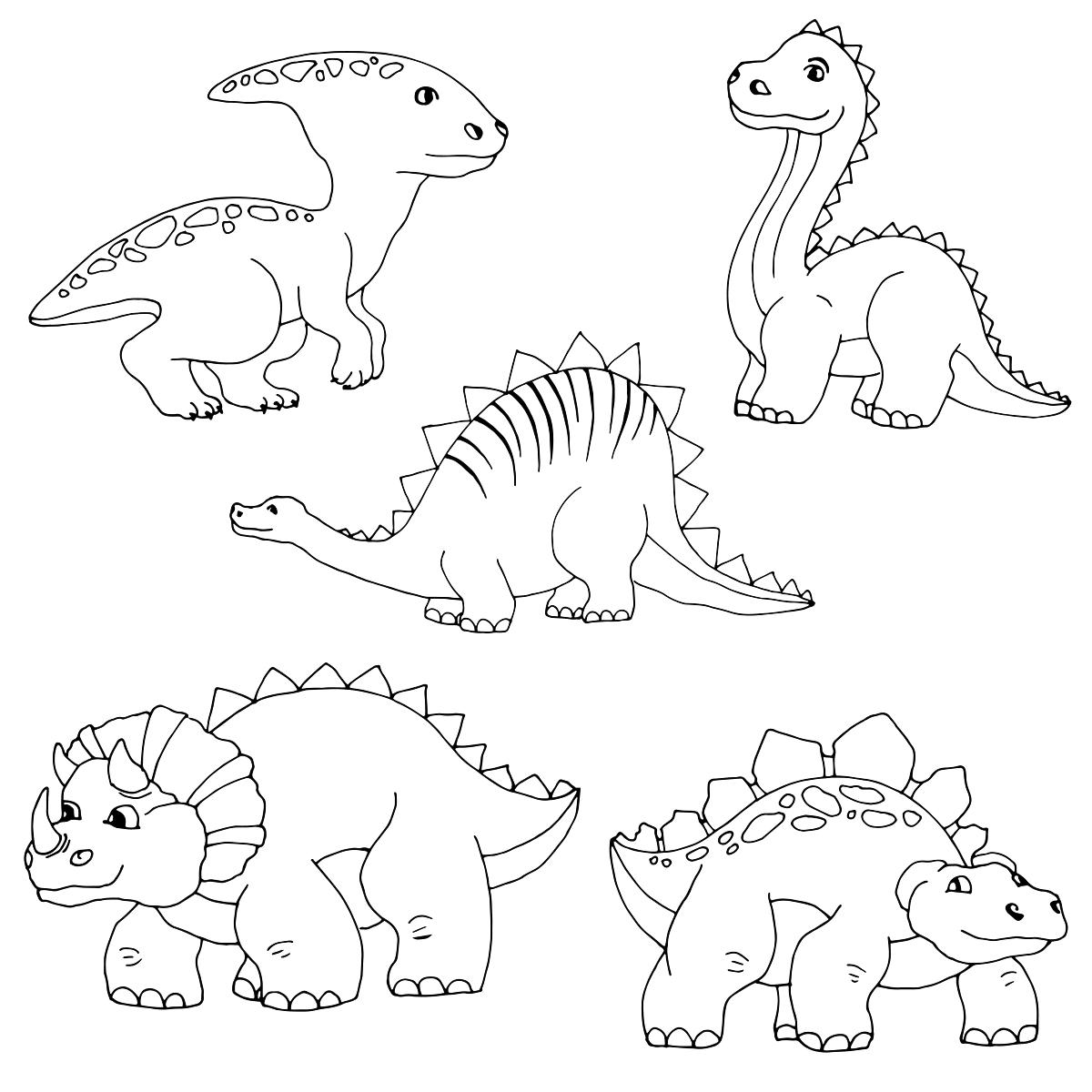 dinozaury kolorowanki 5 dinozaurów dla młodszych