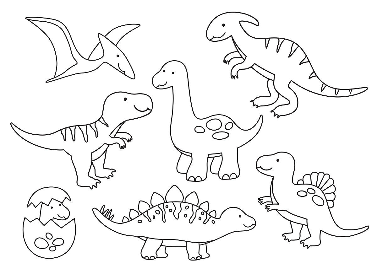 dinozaury kolorowanki 7 dinozaurów dla maluchów