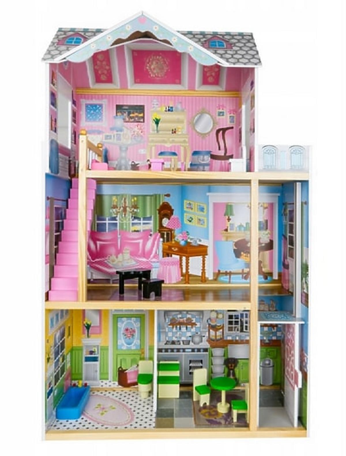 domek dla lalek Barbie drewniany z akcesoriami