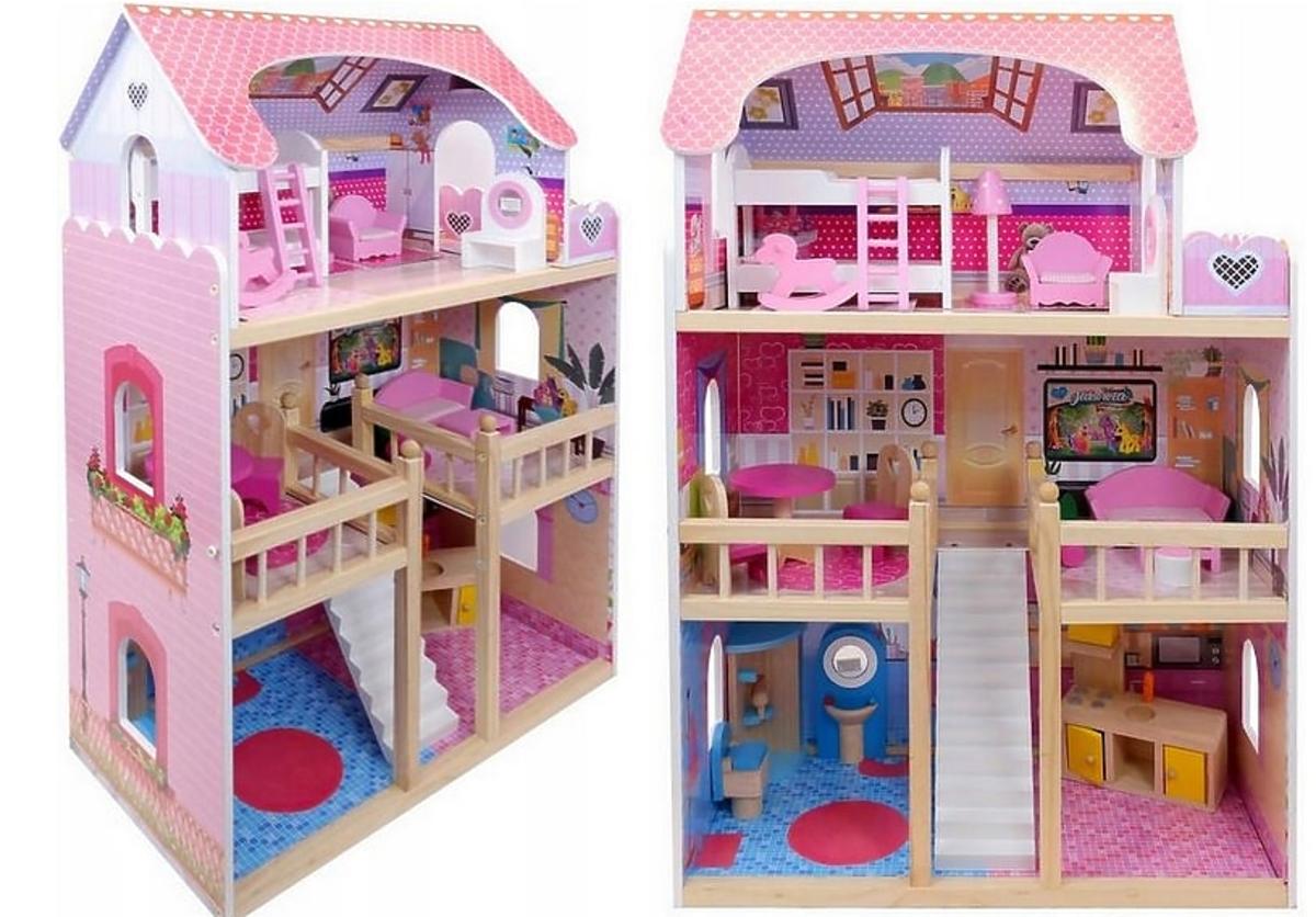 domek dla lalek Barbie drewniany ze światłem