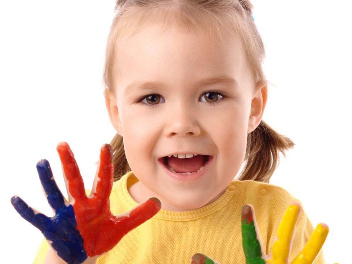 dziecko, farba, malować, ręce