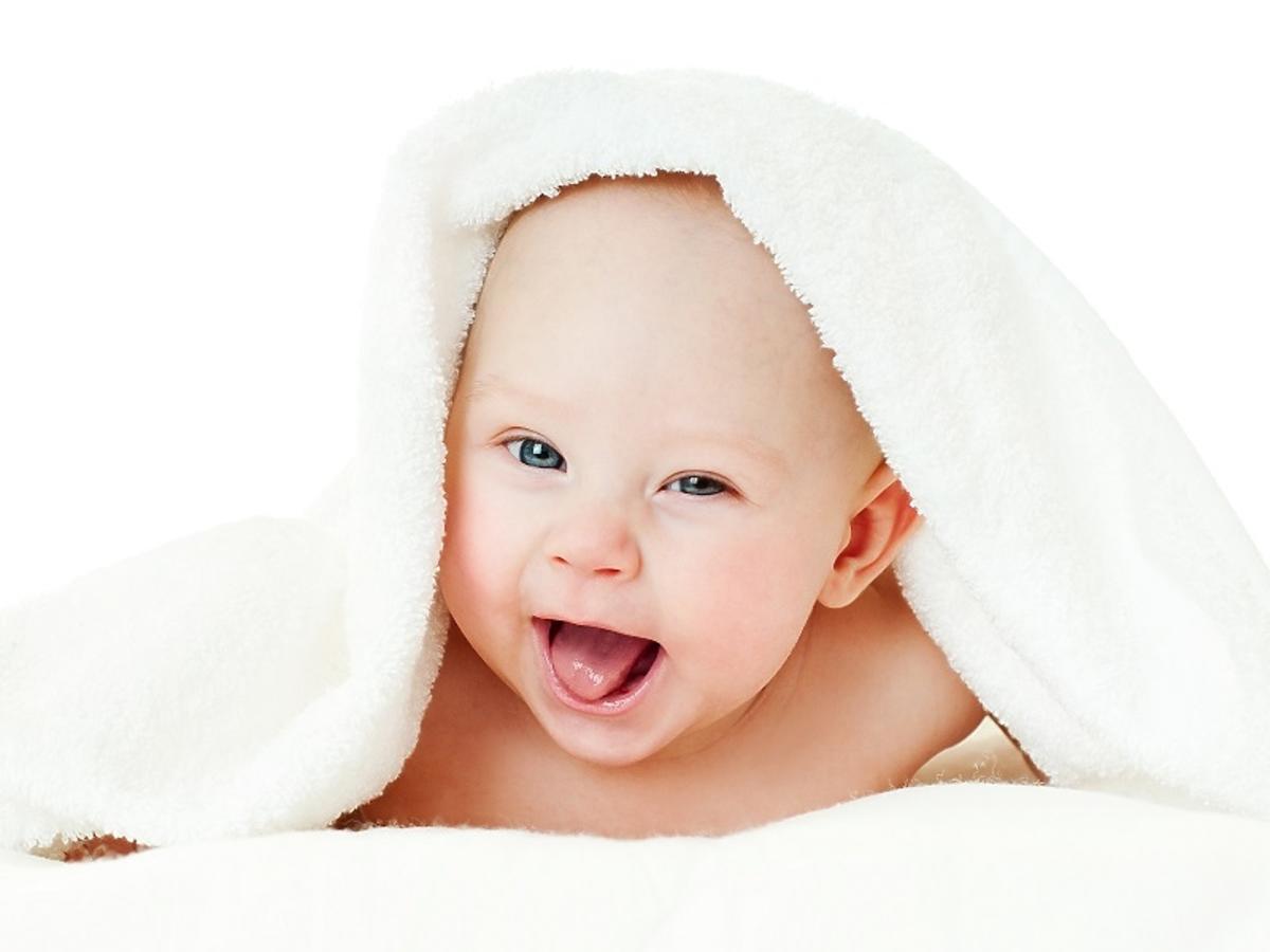dziecko, ręcznik, niemowlę, uśmiech