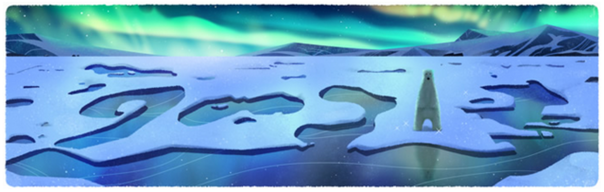 Dzień Ziemi ciekawostki grafika Google z misiem polarnym