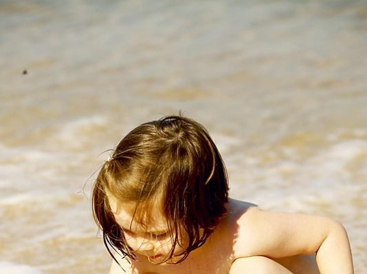 dziewczynka, plaża, wakacje, dziecko, morze