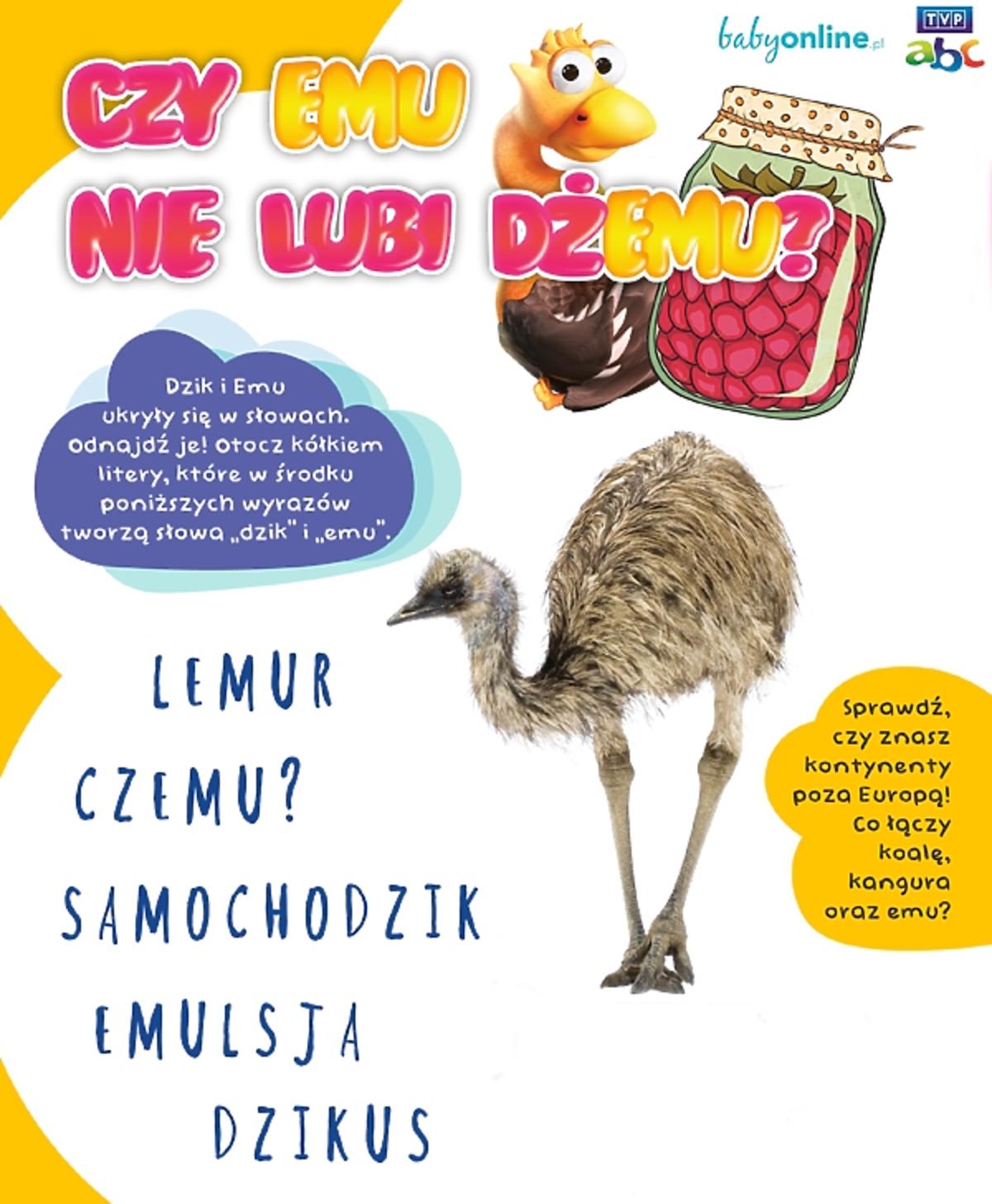 Emu - łamigłówka do druku 