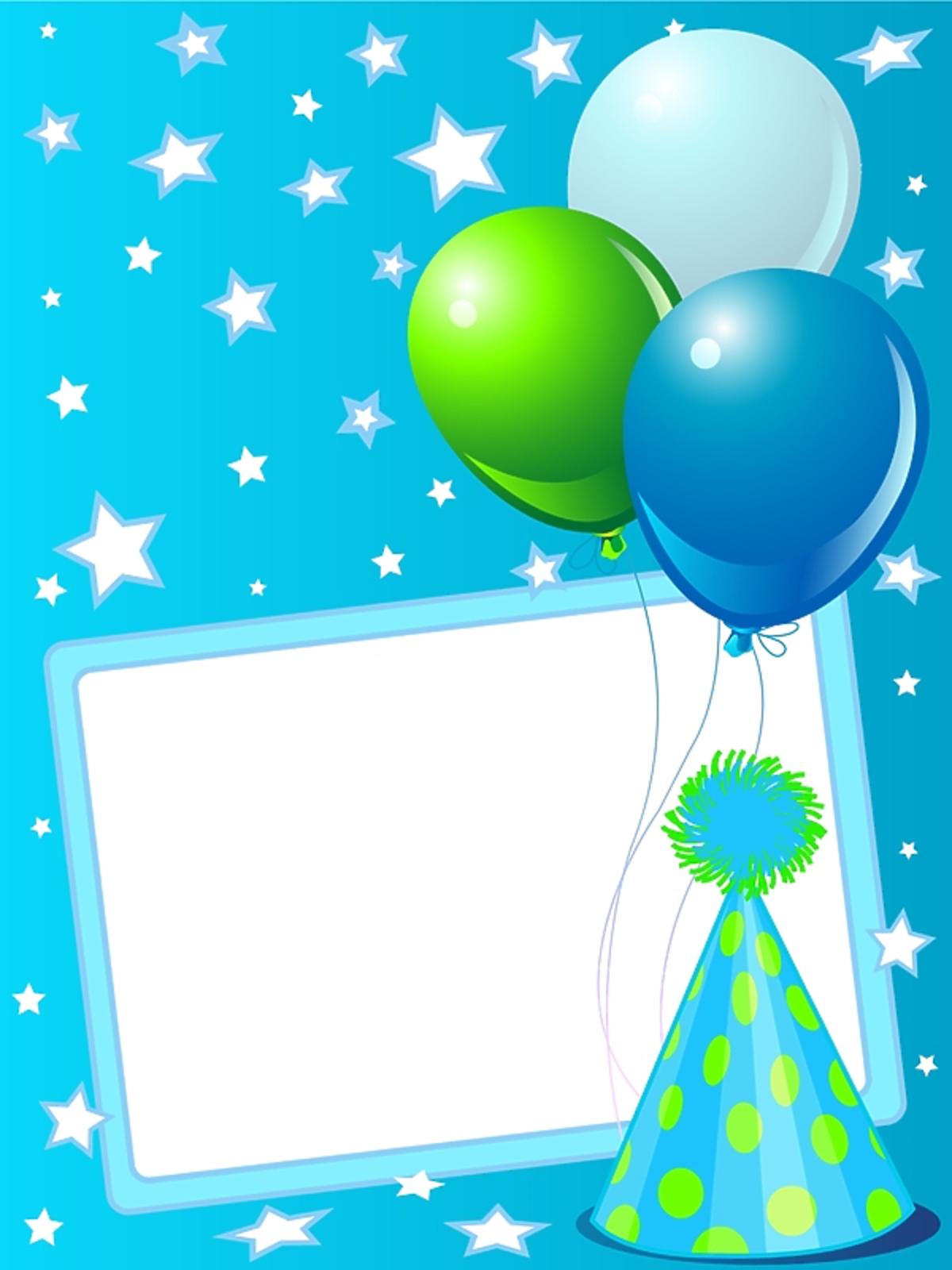 Niebieskie zaproszenie urodzinowe z balonami