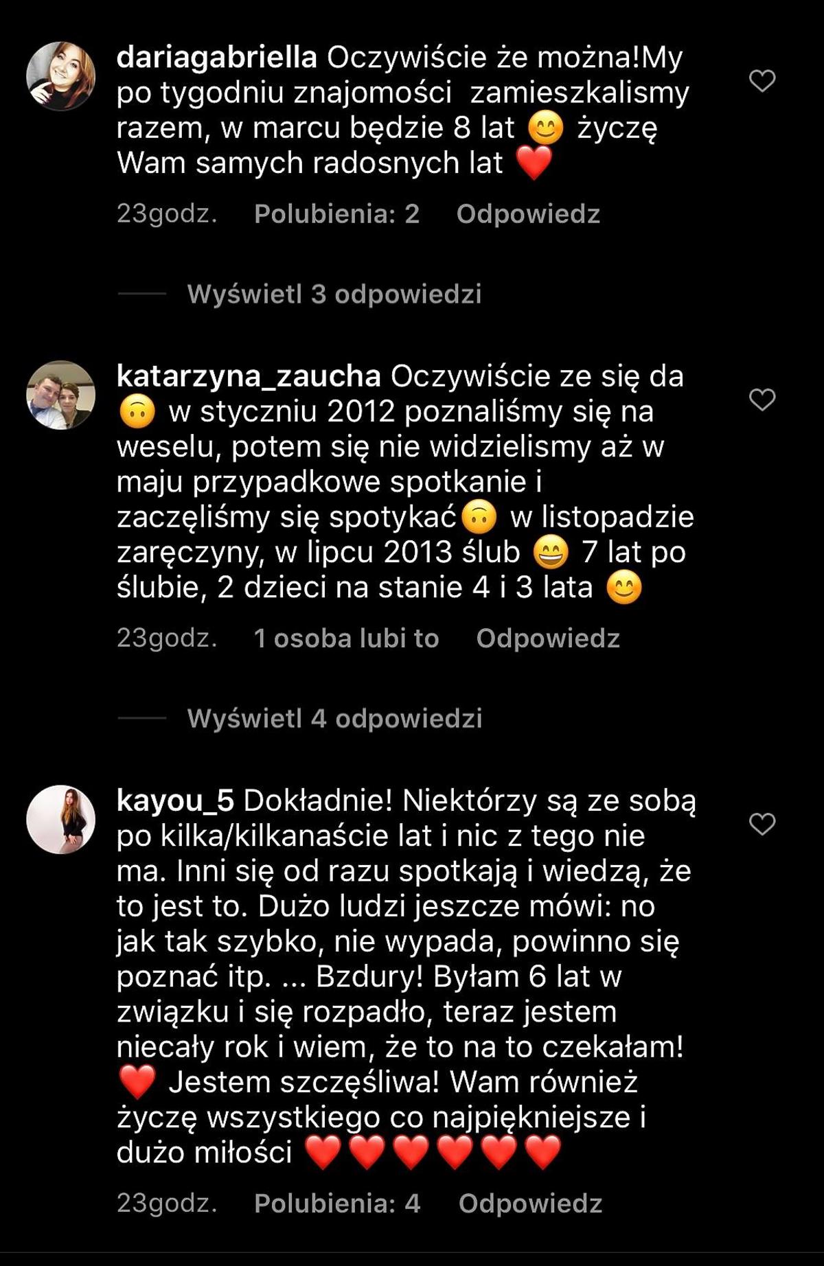 Historie fanek Agnieszki Kaczorowskiej na Instagramie