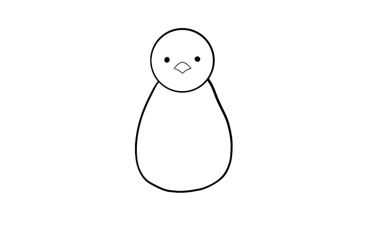Jak narysować pingwina krok 2