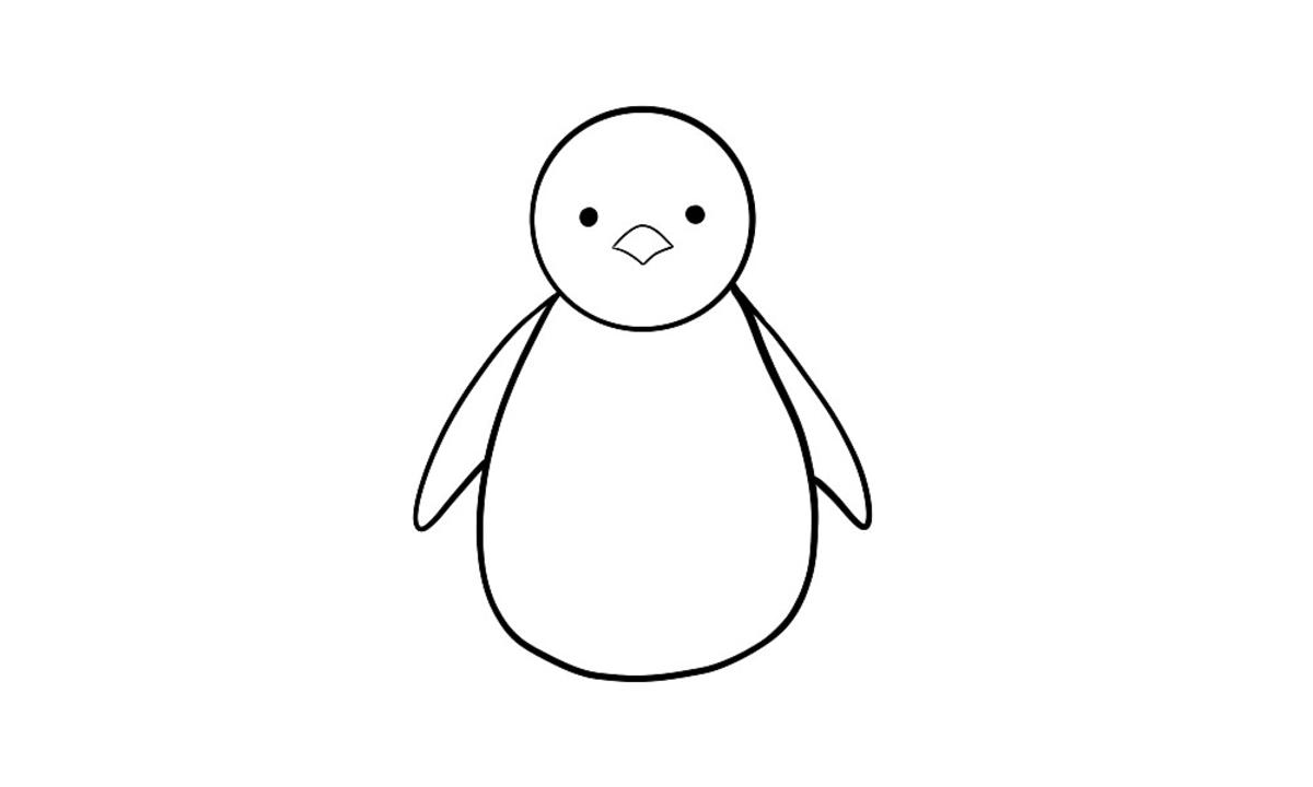 Jak narysować pingwina krok 3