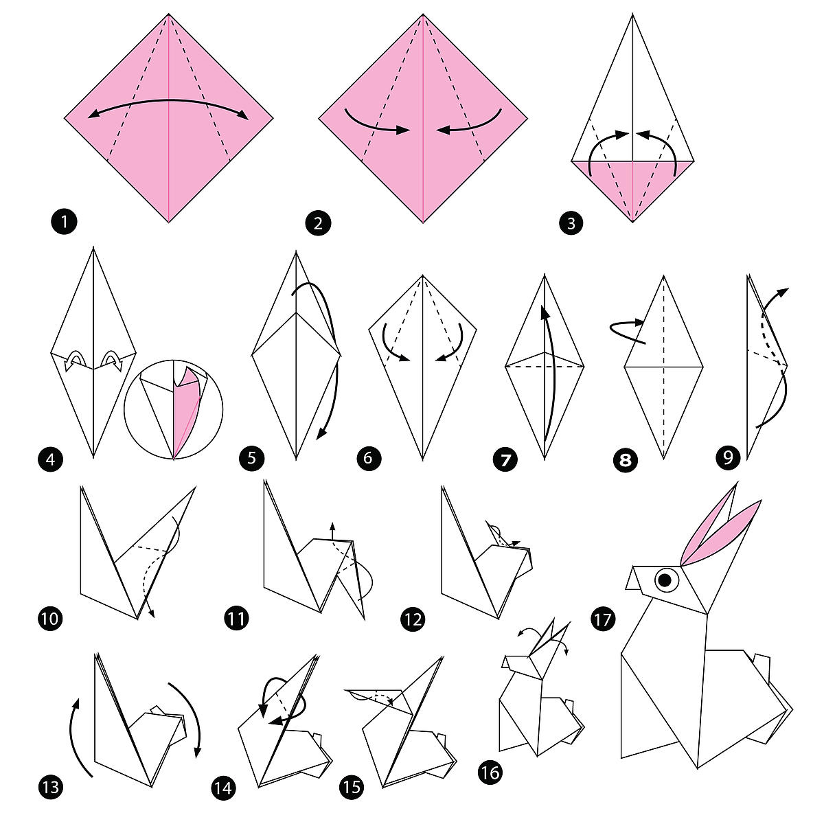 jak zrobić królika z papieru origami