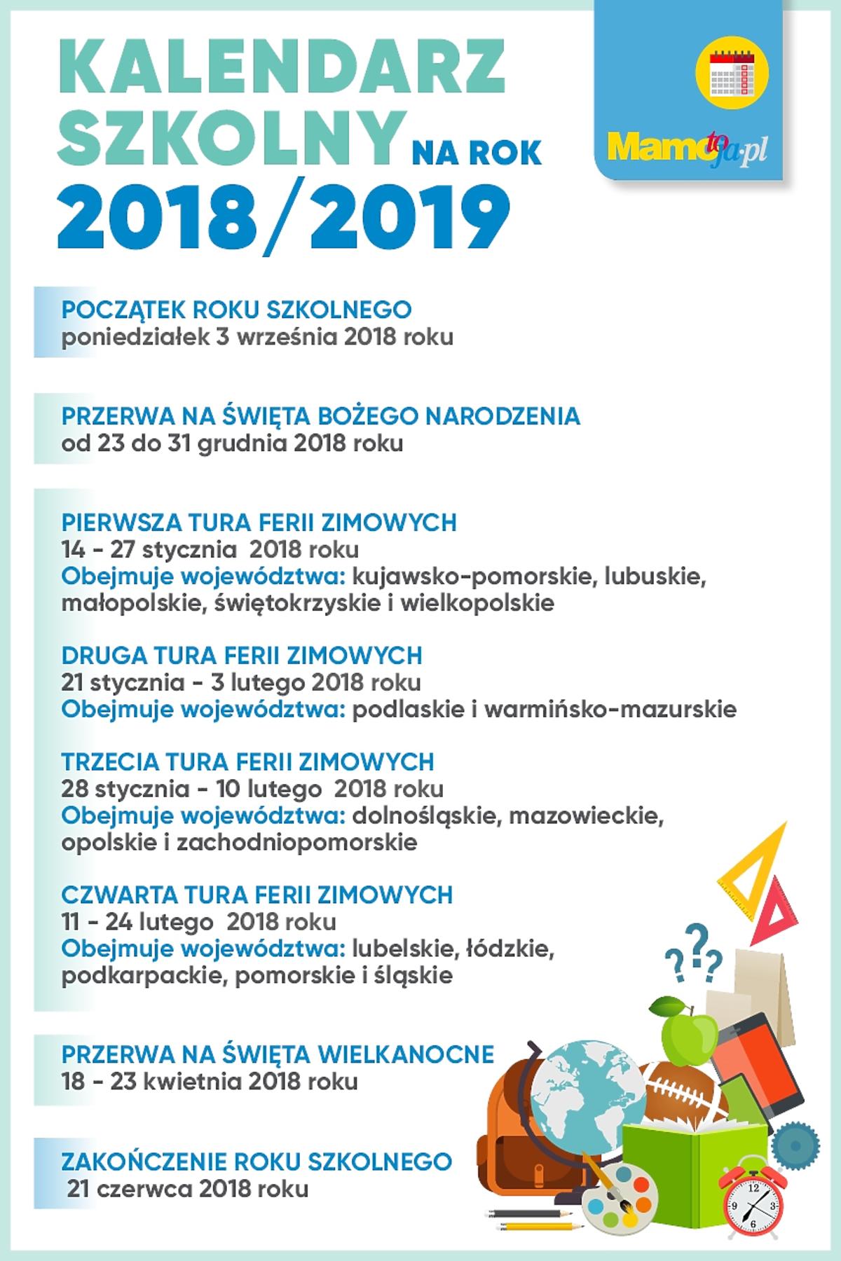 kalendarz szkolny 2018/2019