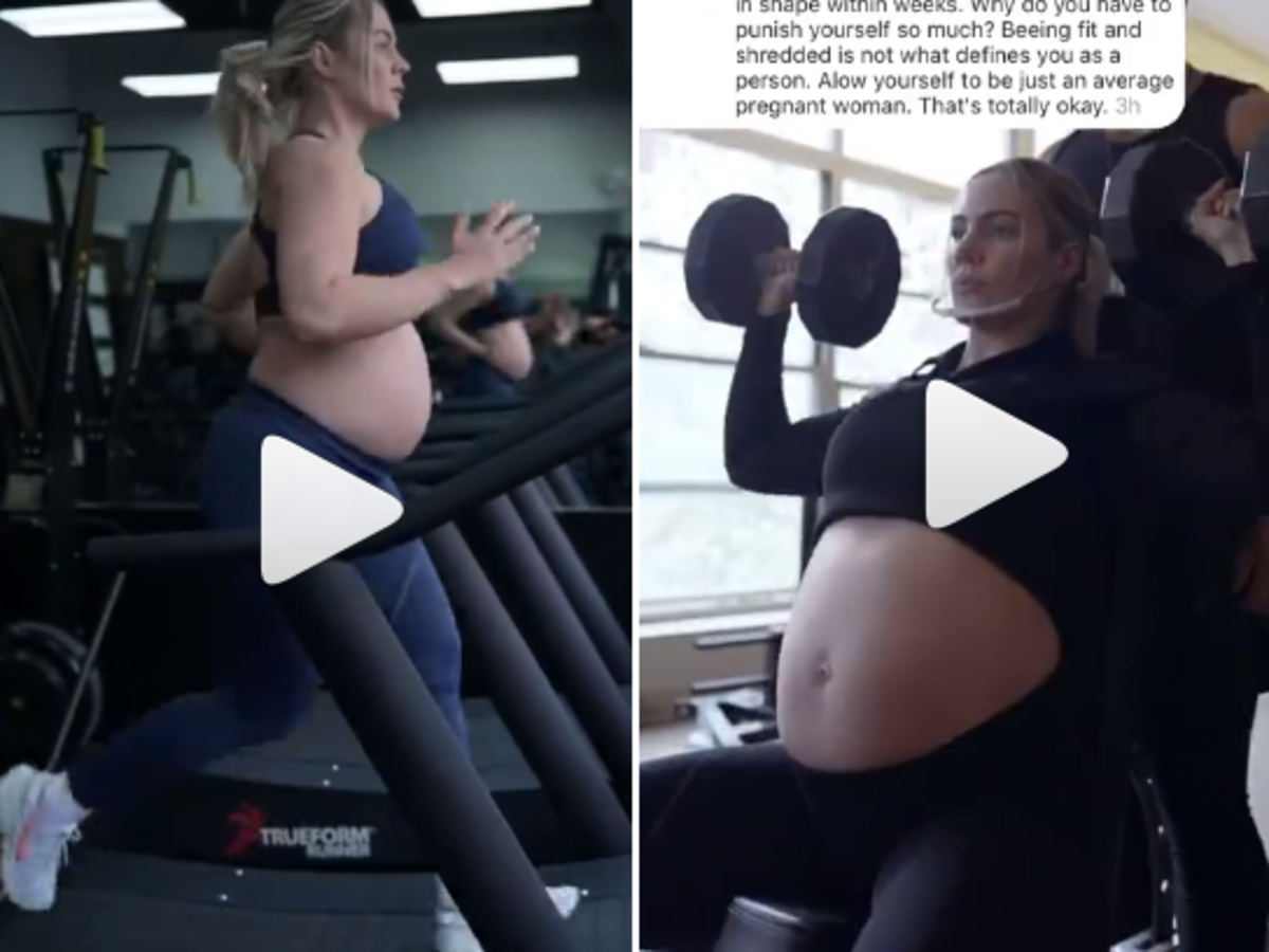 Kobieta ćwiczy w 8 miesiącu ciąży
