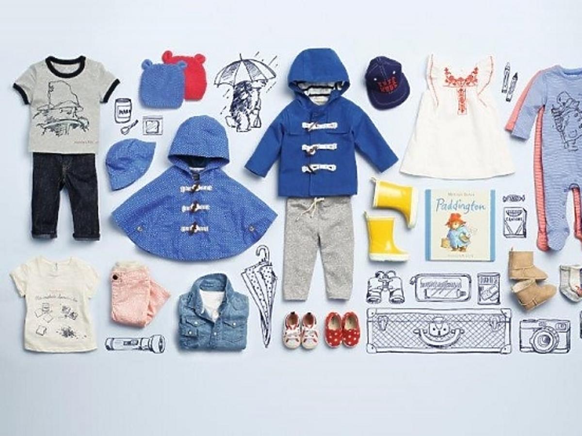 Kolaż, zestaw 2, ubranka z kolekcji Miś Paddington/ BabyGAP