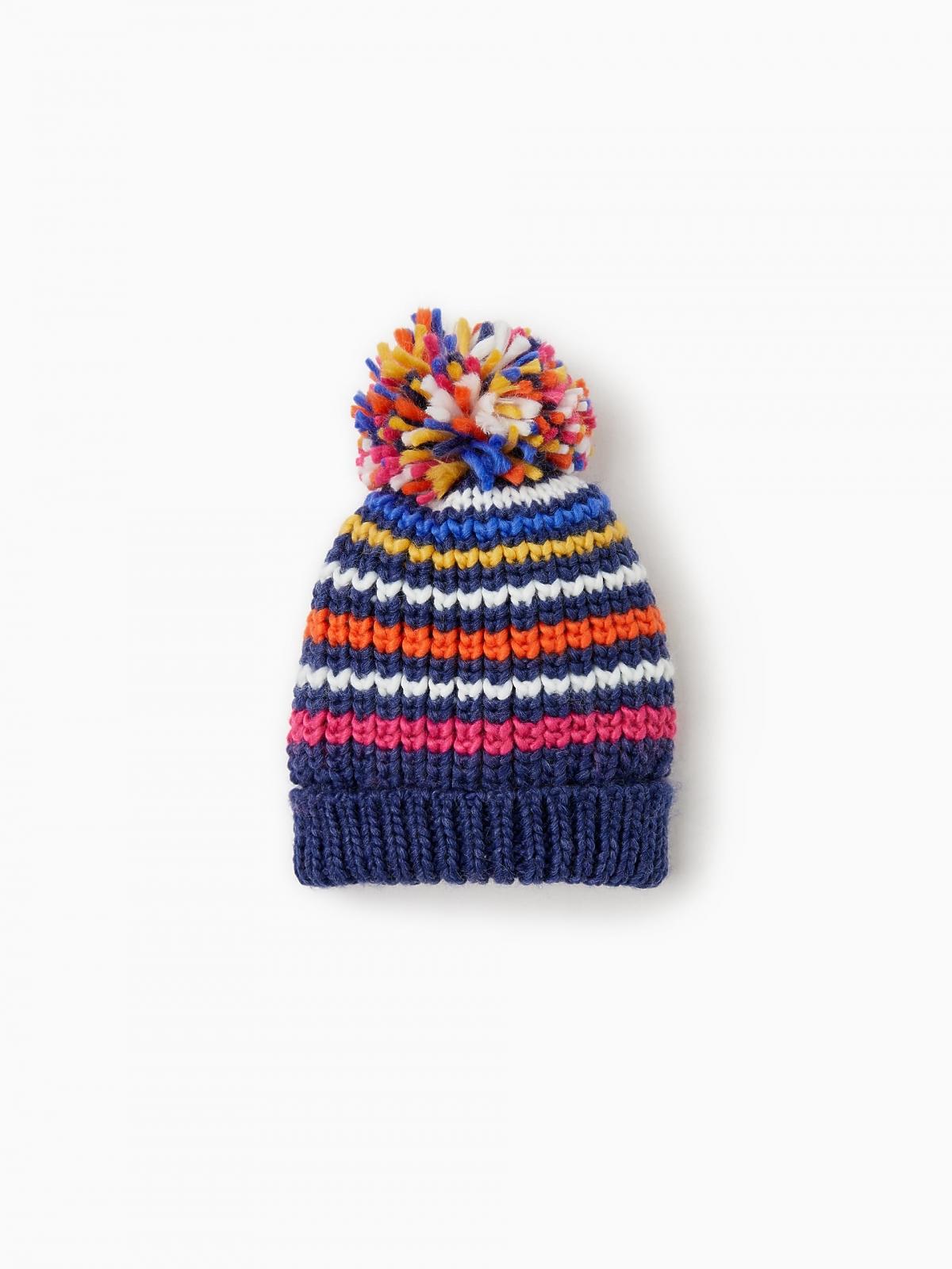 Kolorowa czapka z pomponem Zara, cena: 45,90 zł