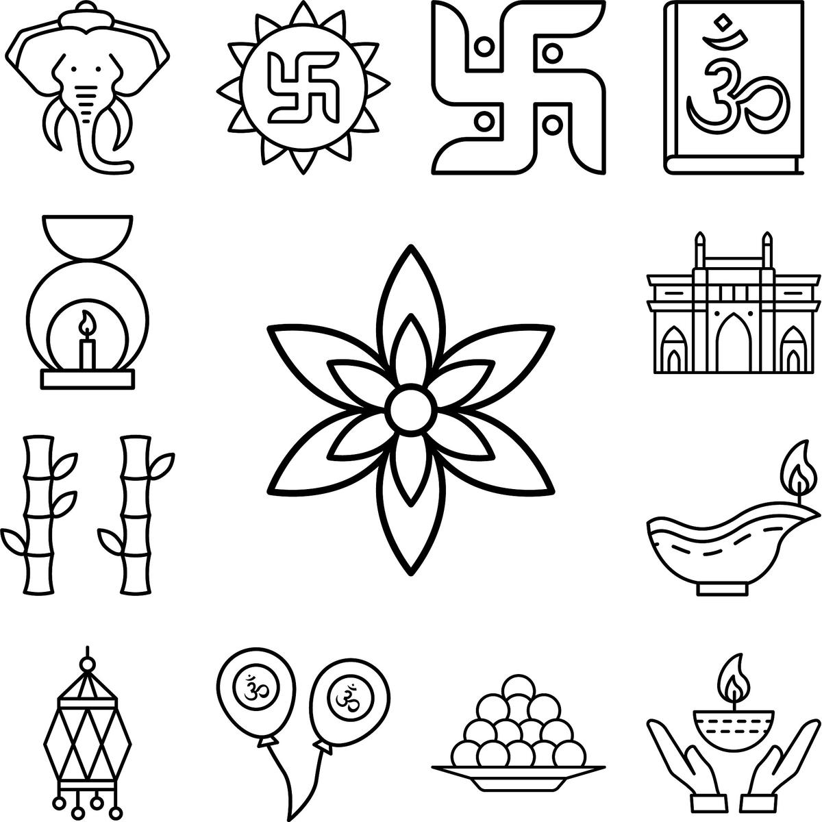 kolorowanka religijna symbole hinduizmu