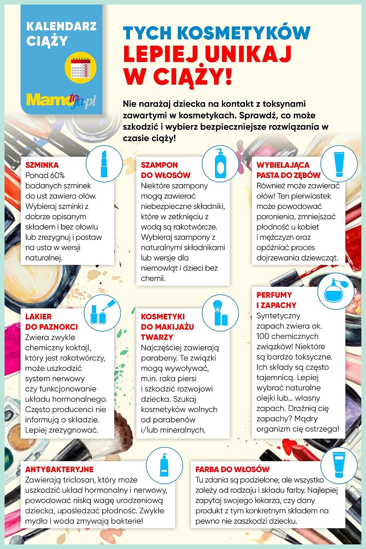 kosmetyki zakazane w ciąży - lista do wydruku