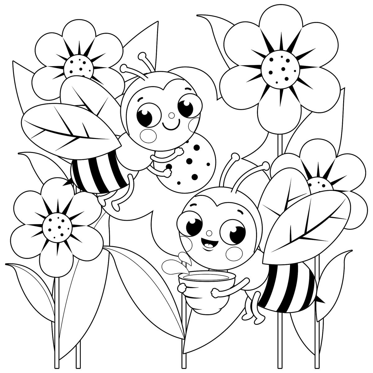 Letnia kolorowanka pszczoły