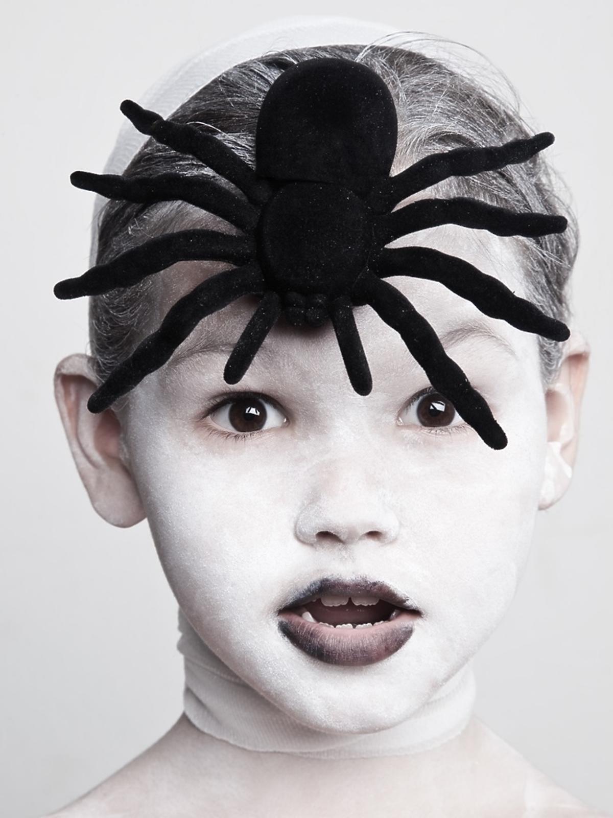 makijaż dla dziewczynki zombie z pająkiem DIY