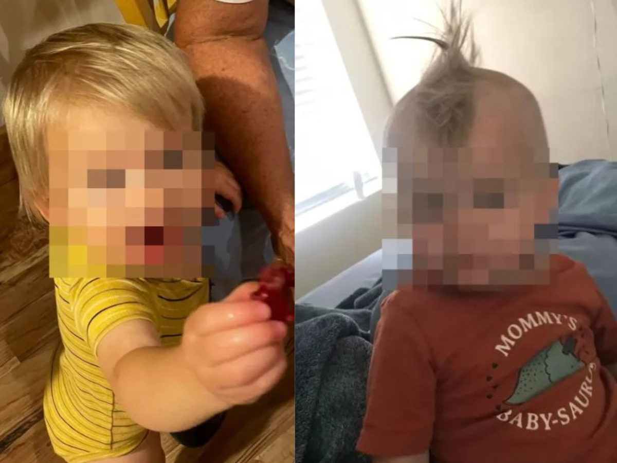 Mama drzemała, a synkiem zajmował się tata… Efekt: zupełnie nowa fryzura
