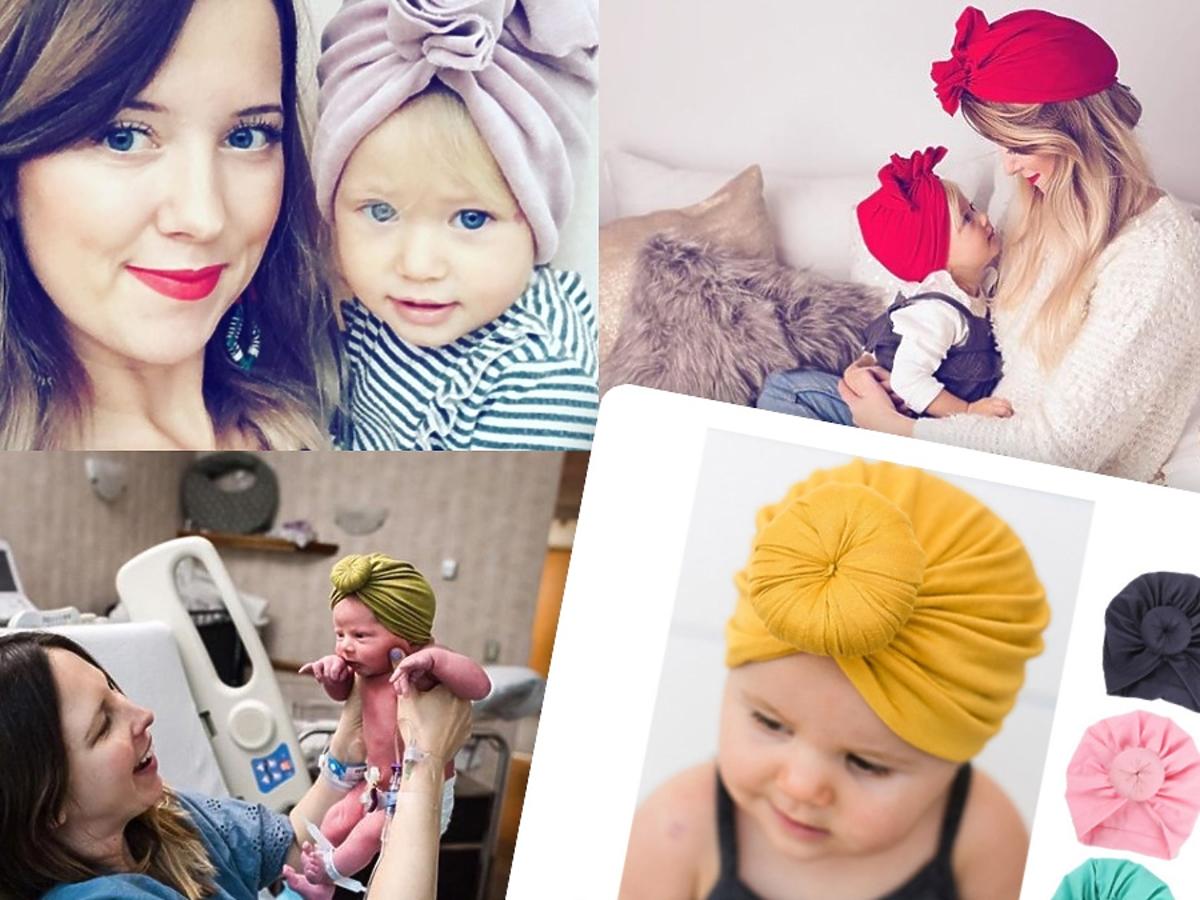 turban dla niemowlaka, czapka turban dla dzieci, turban opaska dla dziewczynki