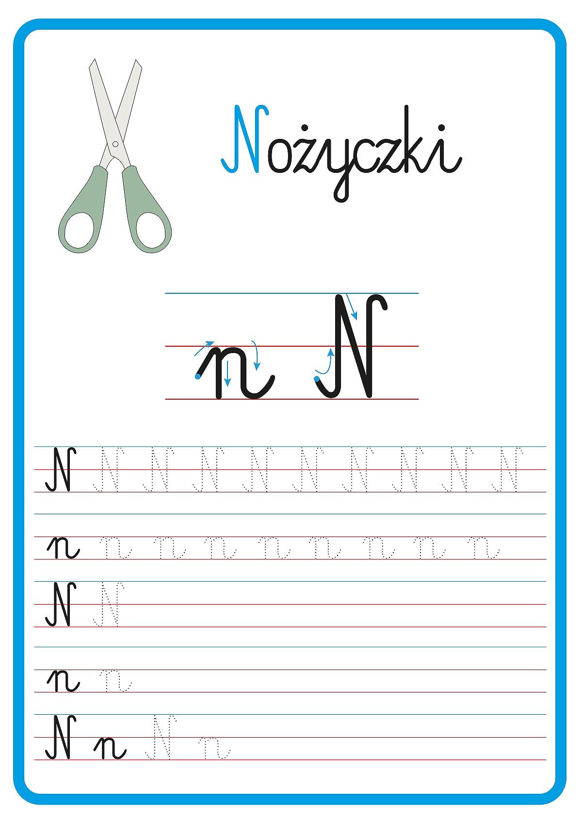 Nauka pisania liter N