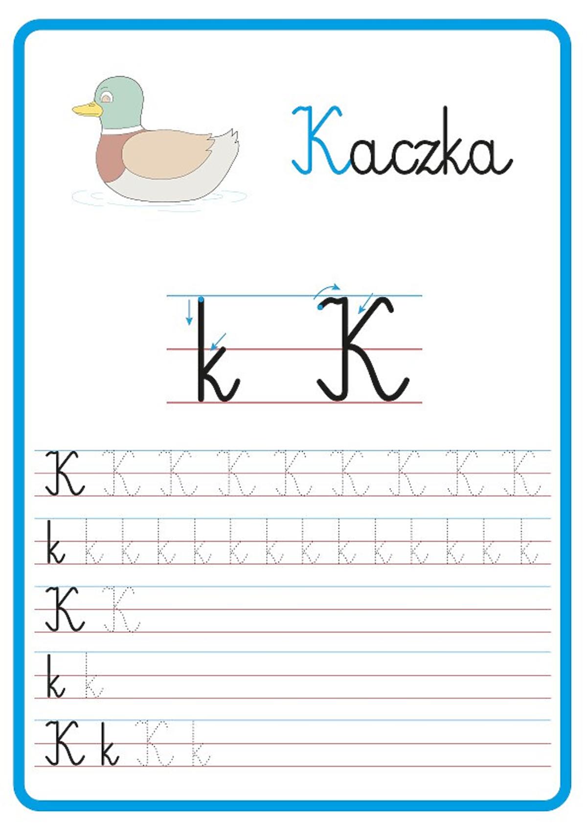 nauka pisania litery K