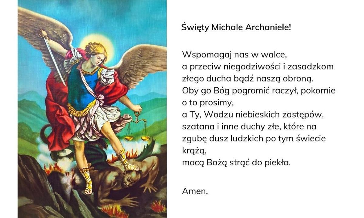 obrazek z modlitwą do św. Michała Archanioła