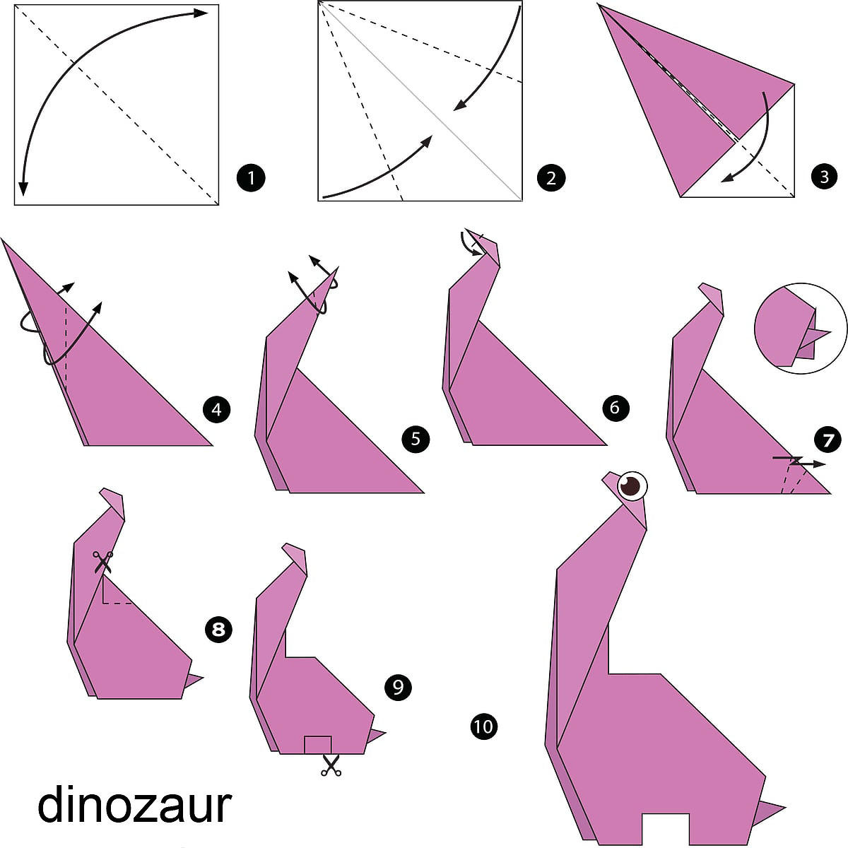 origami dla dzieci dinozaur