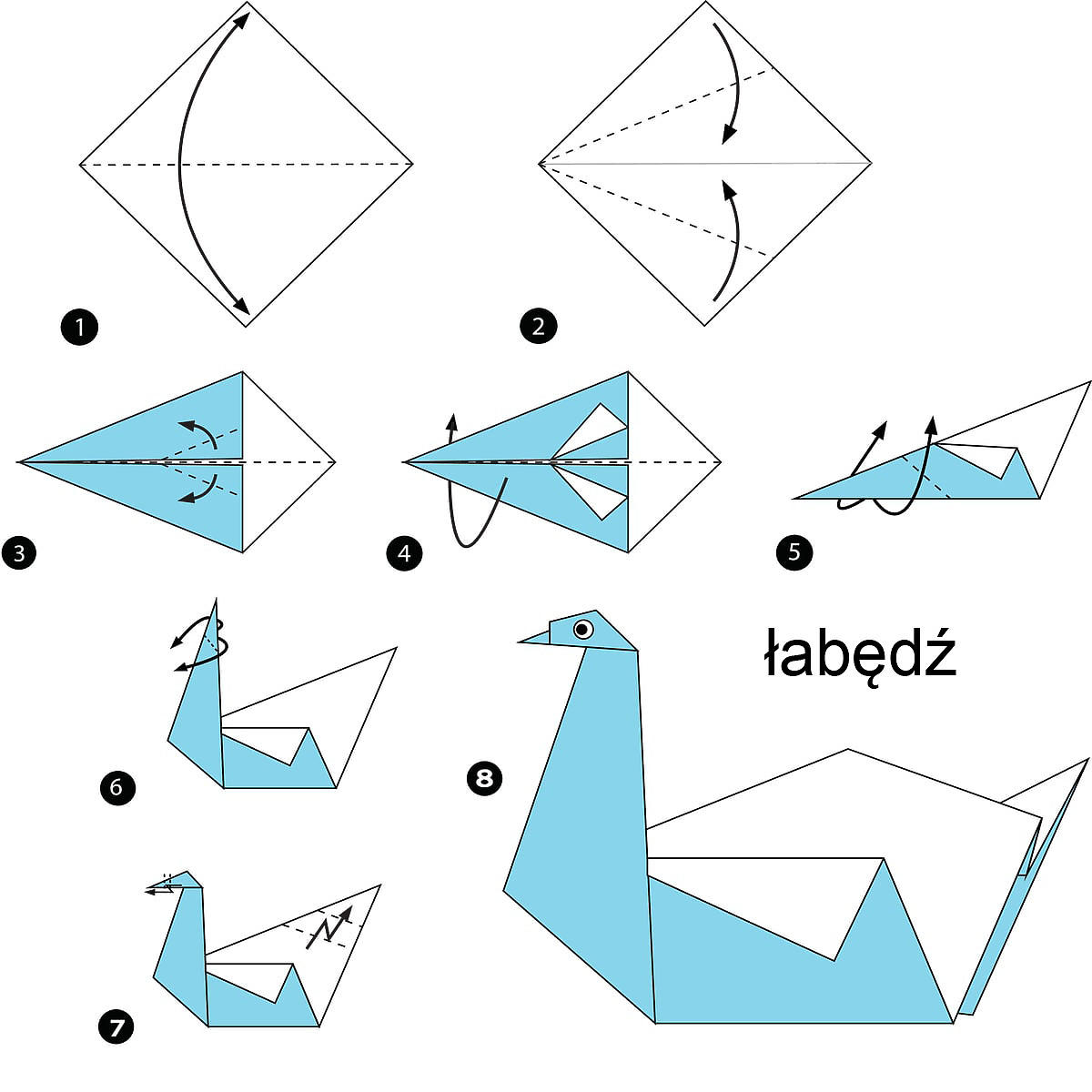 origami dla dzieci łabędź