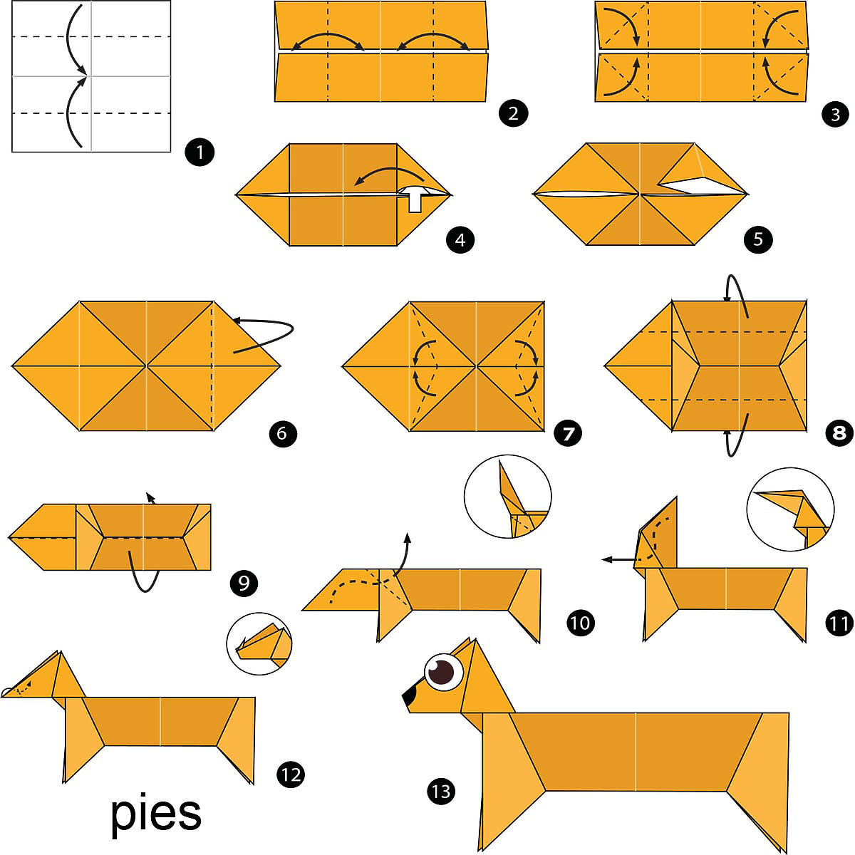 origami dla dzieci pies