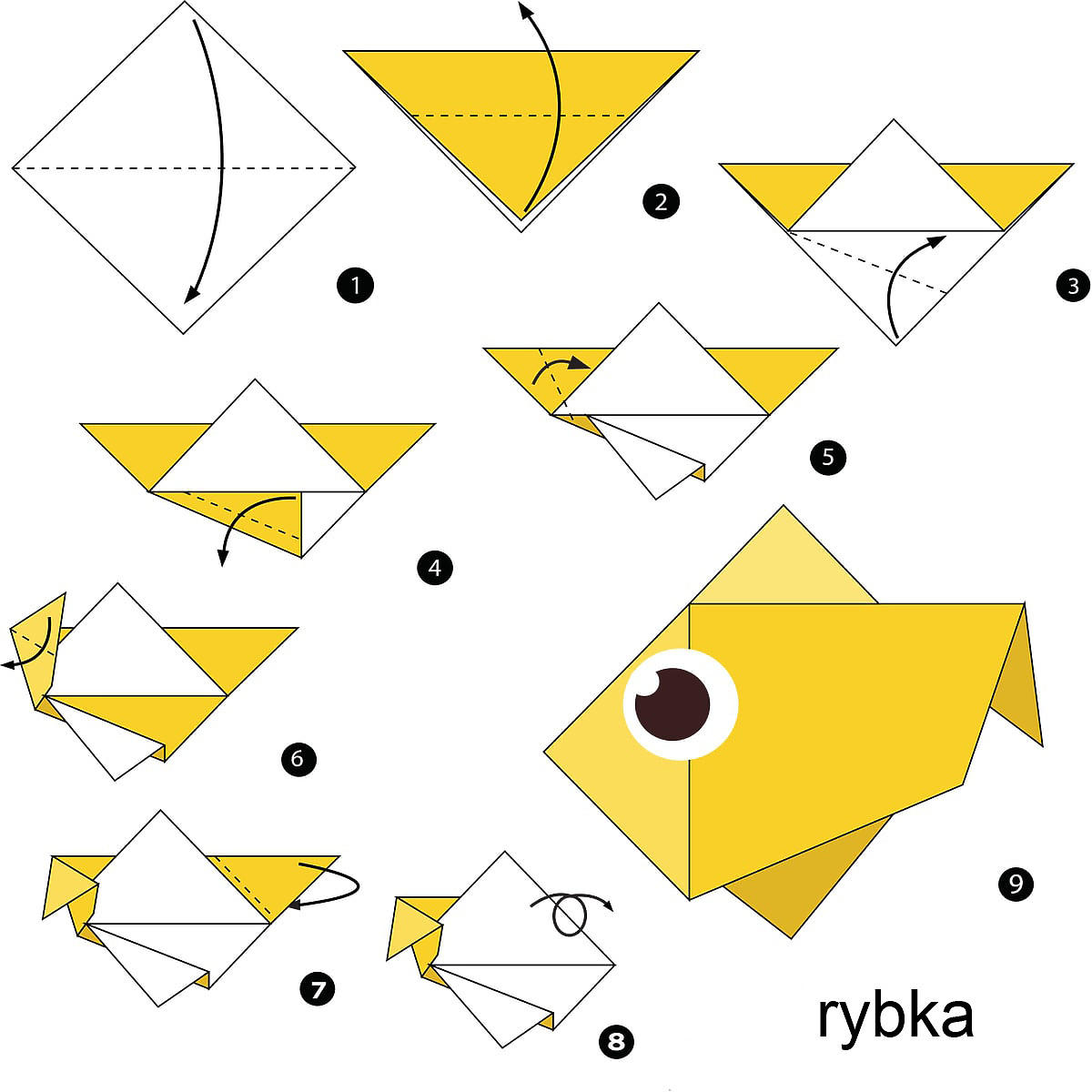 origami dla dzieci rybka