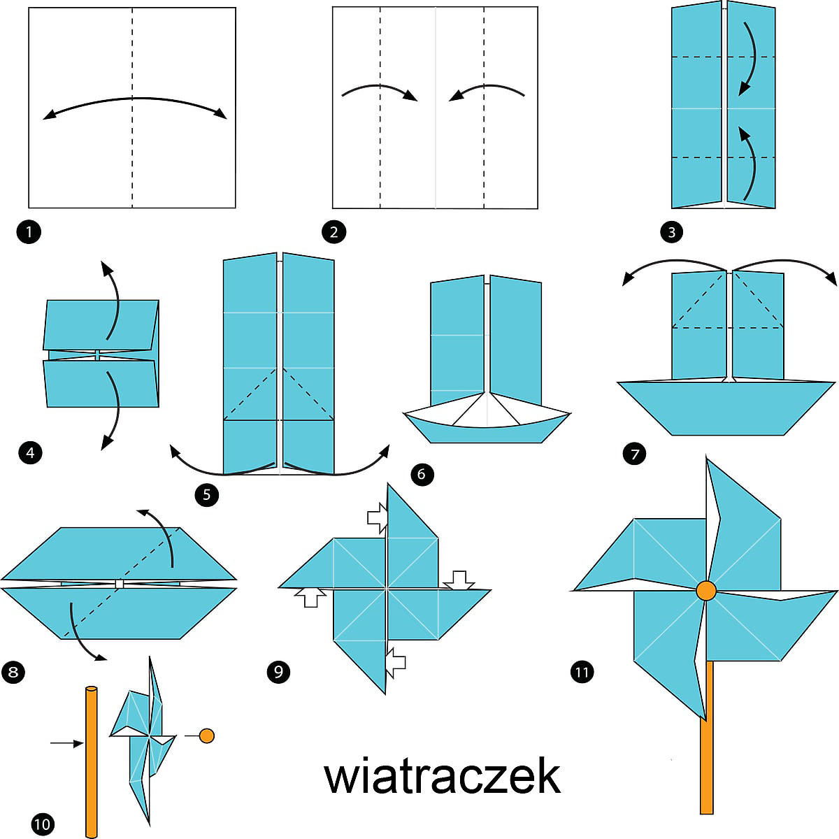 origami dla dzieci wiatraczek
