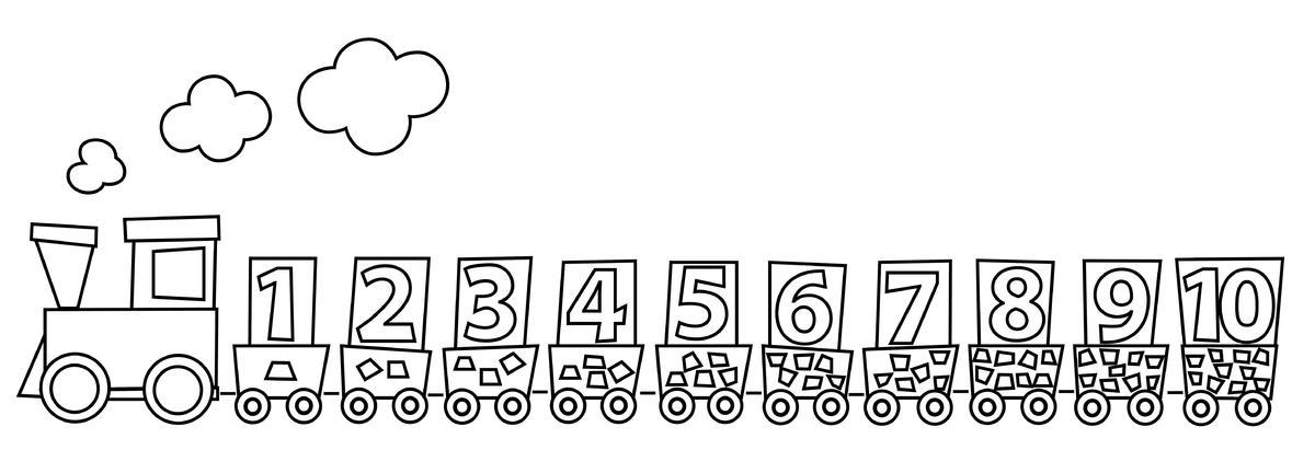 Pociąg kolorowanka z numerami