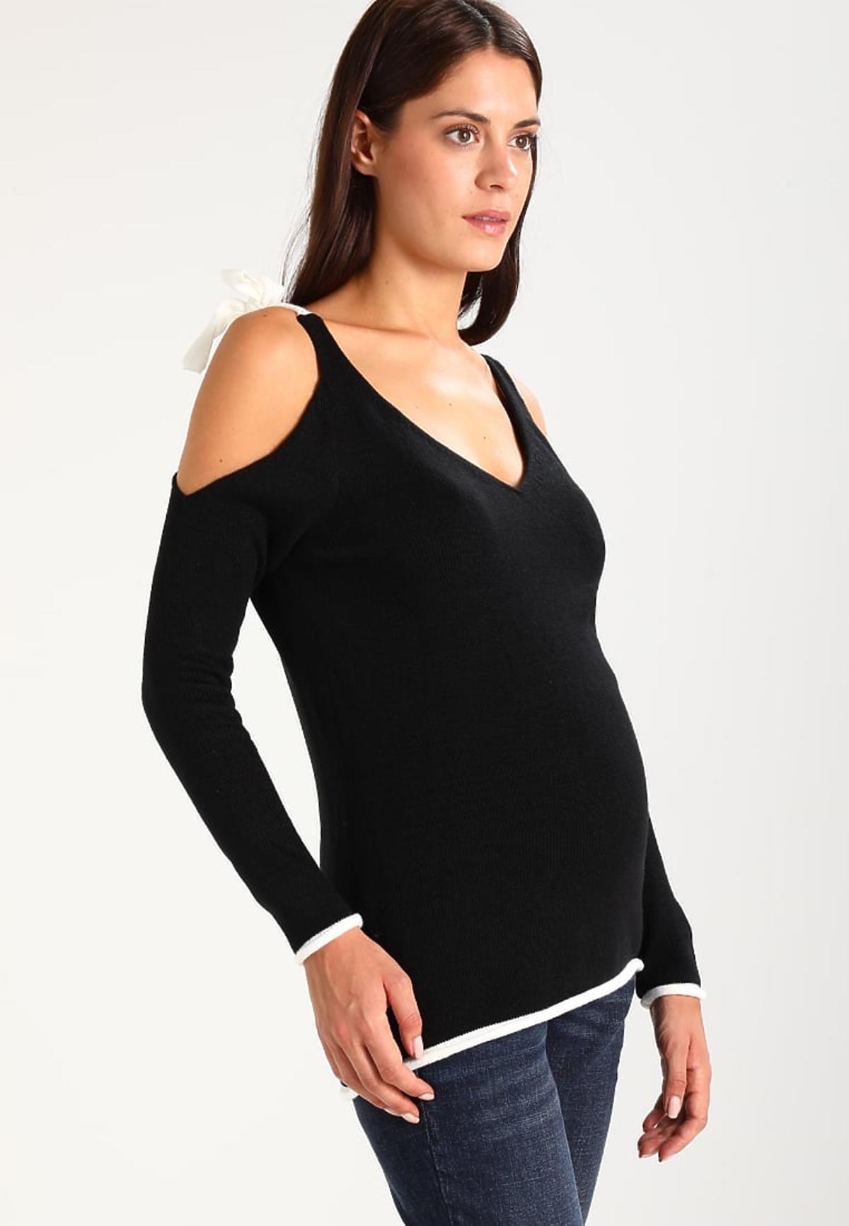 seksowny sweterek ciążowy czarny dekolt i cold shoulder.jpg