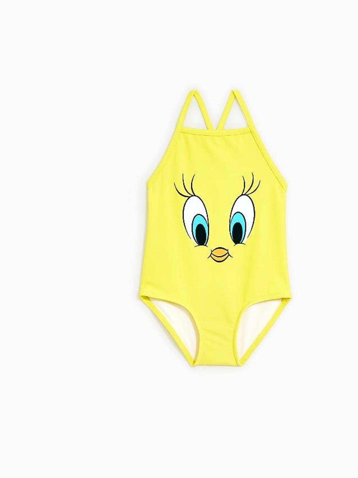 strój kąpielowy dla dziewczynki HIT Zara żółty ptaszek - jednoczęściowy