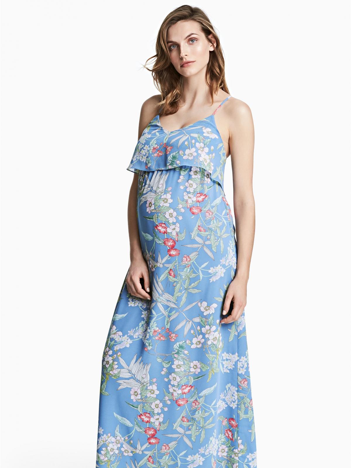 sukienka ciążowa H&M letnia maksi błękitna.jpg