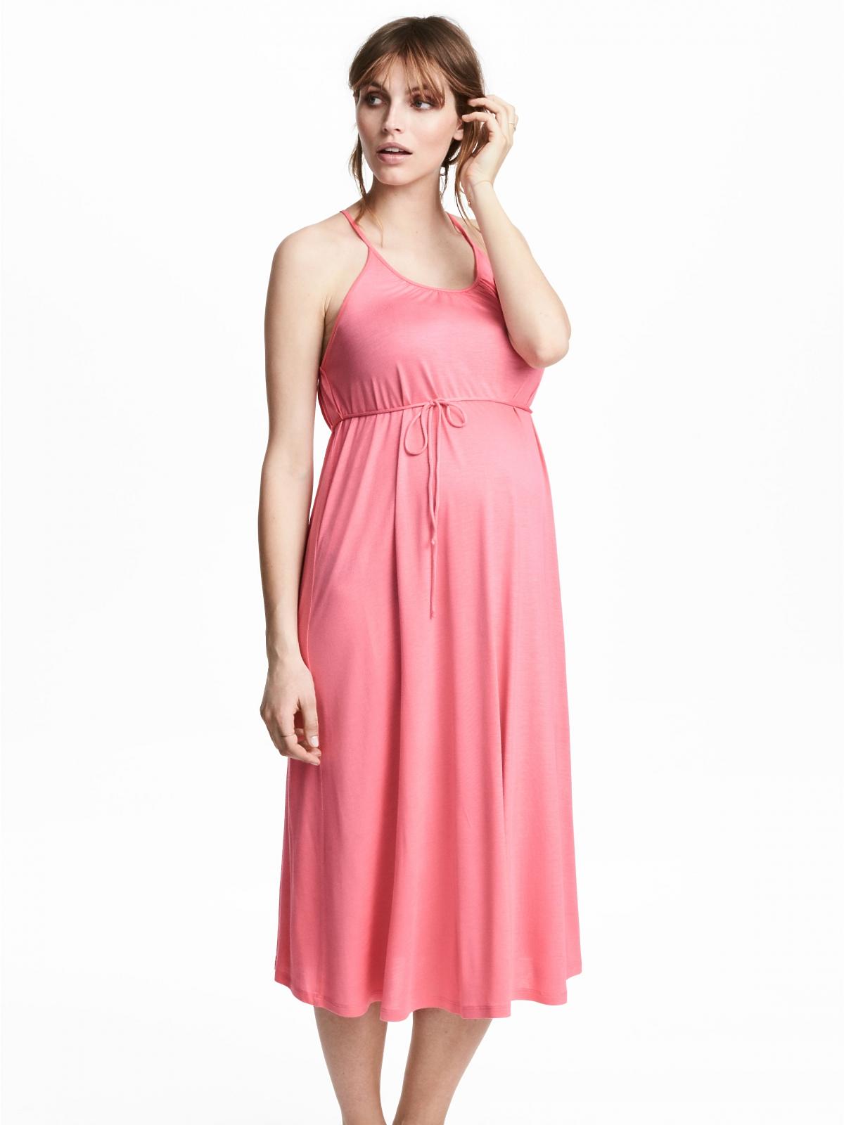 sukienka ciążowa H&M za kolano koralowa.jpg
