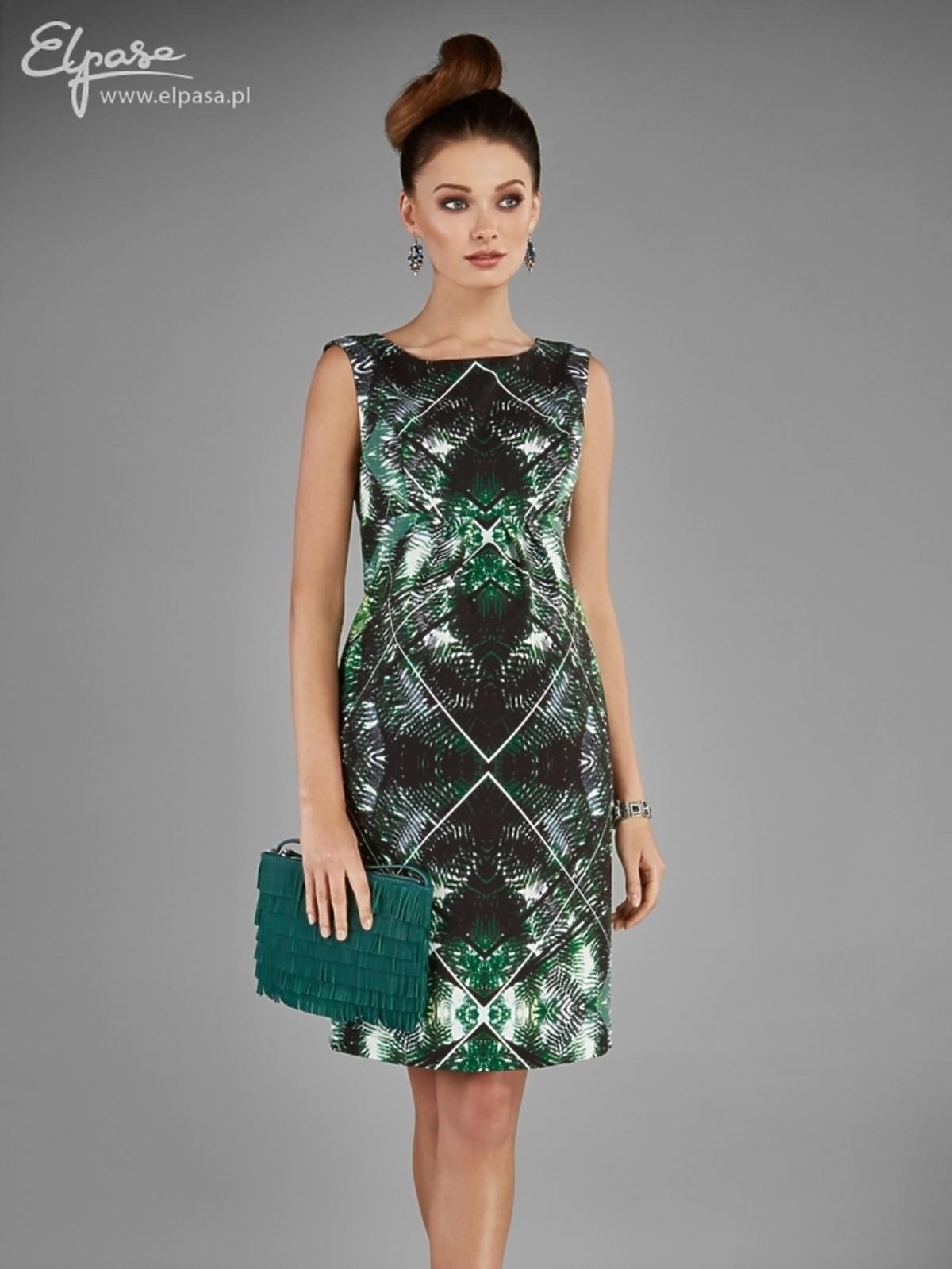sukienka ciążowa z nowoczesnym wzorem zielona na lato