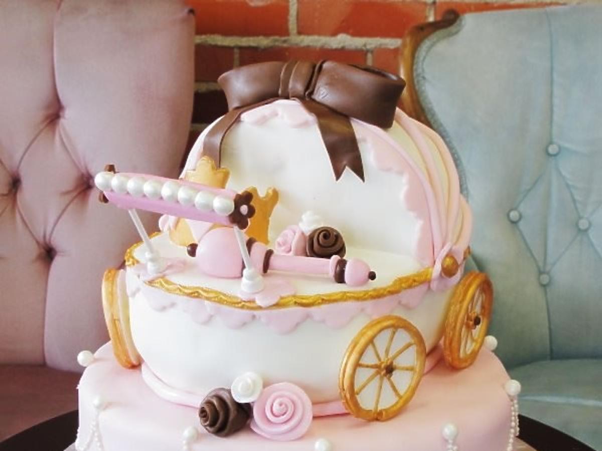tort, babyshower, tort dla ciężarnej, tort wózek