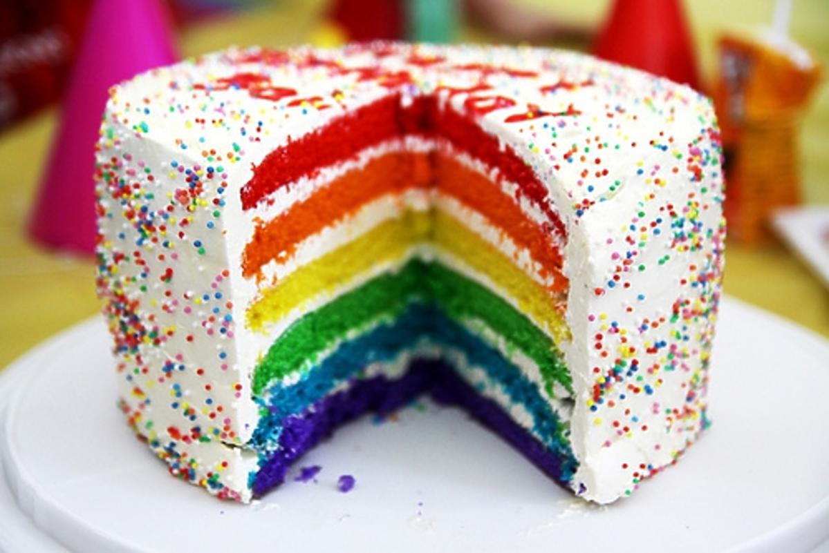 tort, tort urodzinowy, tort tęcza, ciasto tęcza