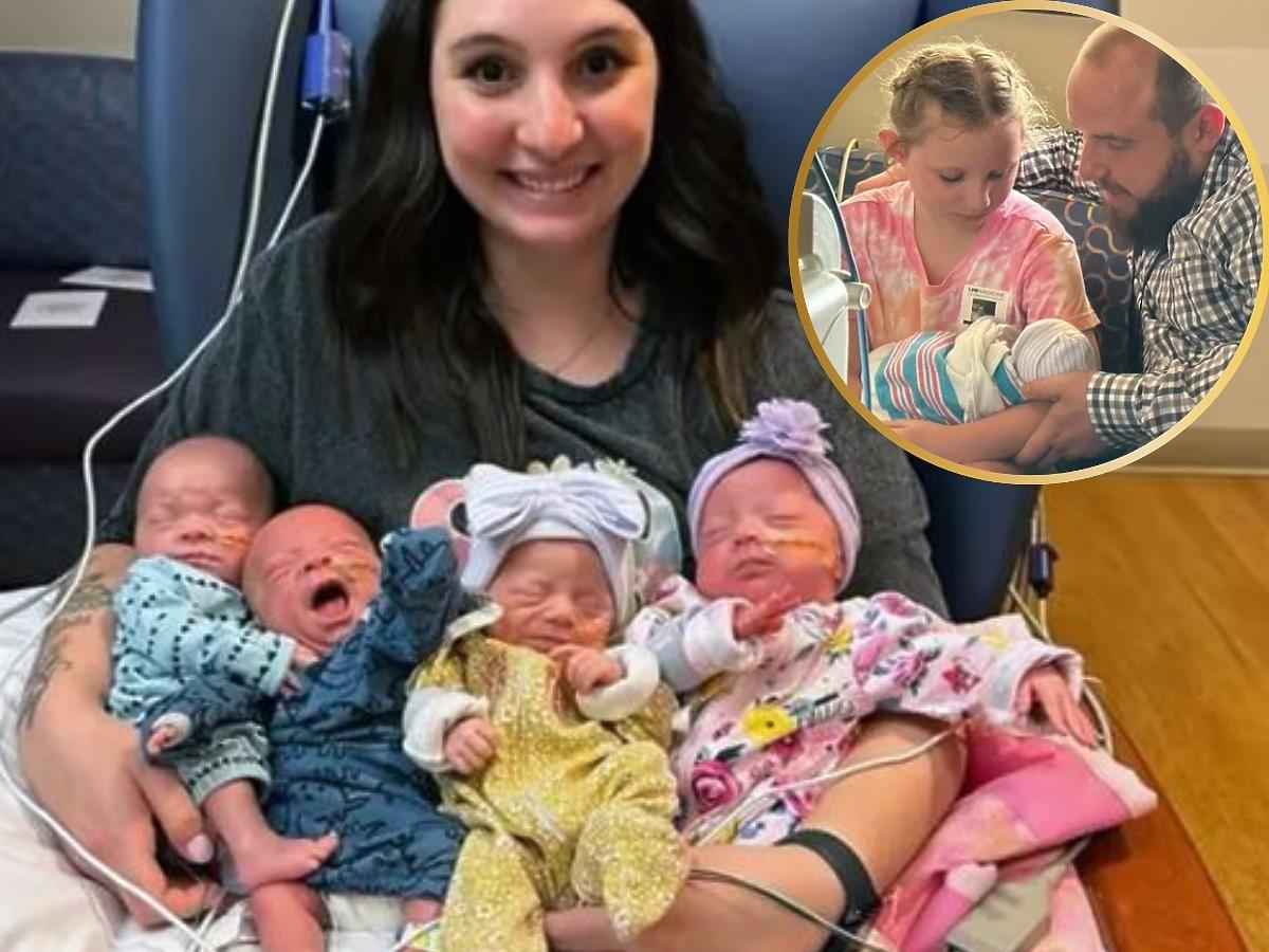 Urodziła czworaczki, ale to nie był koniec niespodzianek - taki poród zdarza się raz na 70 milionów!