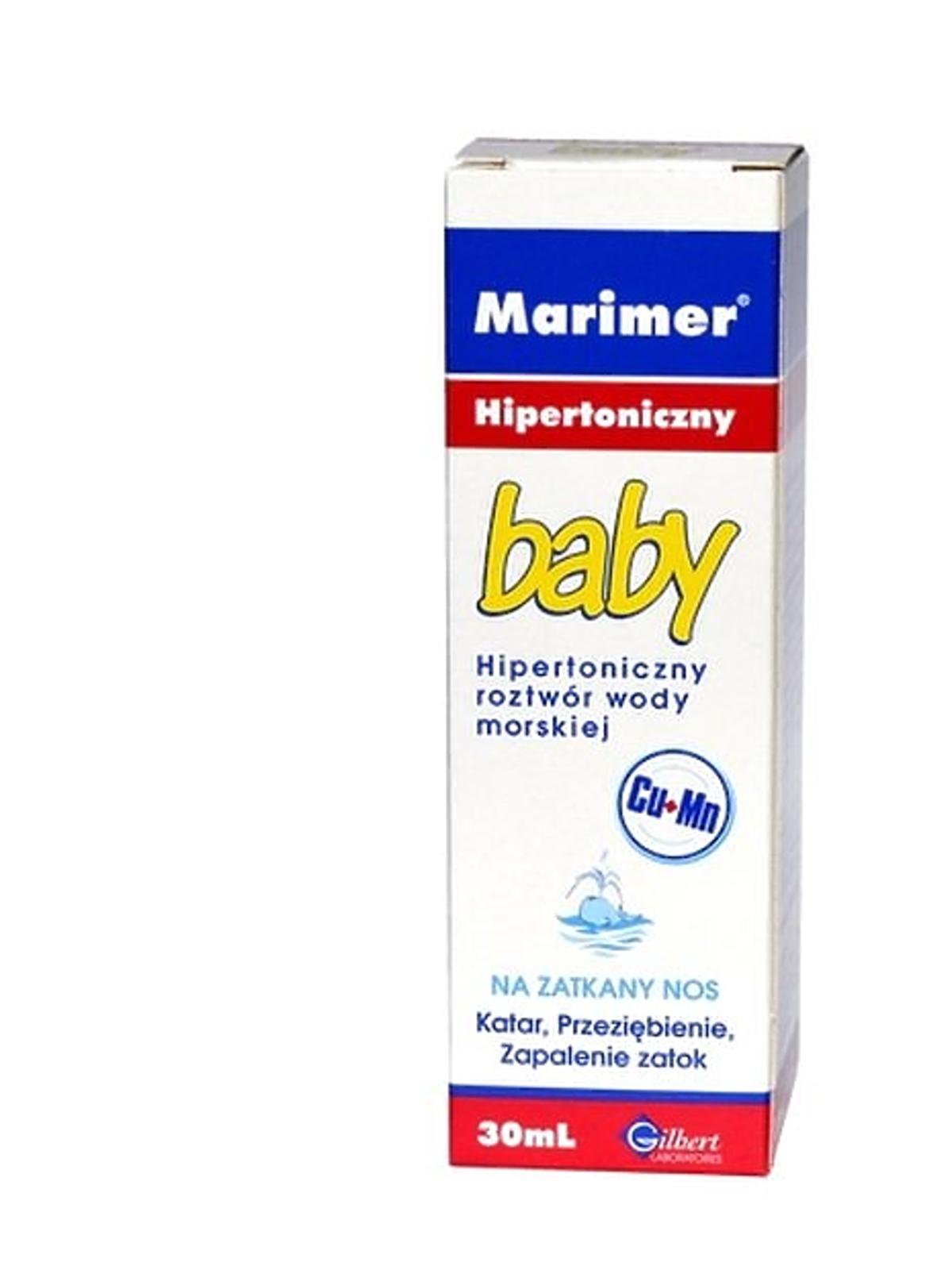 woda morska do nosa Marimer Baby hipertoniczny roztwór wody morskiej, Laboratoires Glibert, cena ok. 17 zł/30 ml