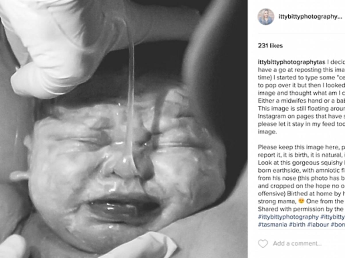 Zdjecie noworodka usuniete z Instagram